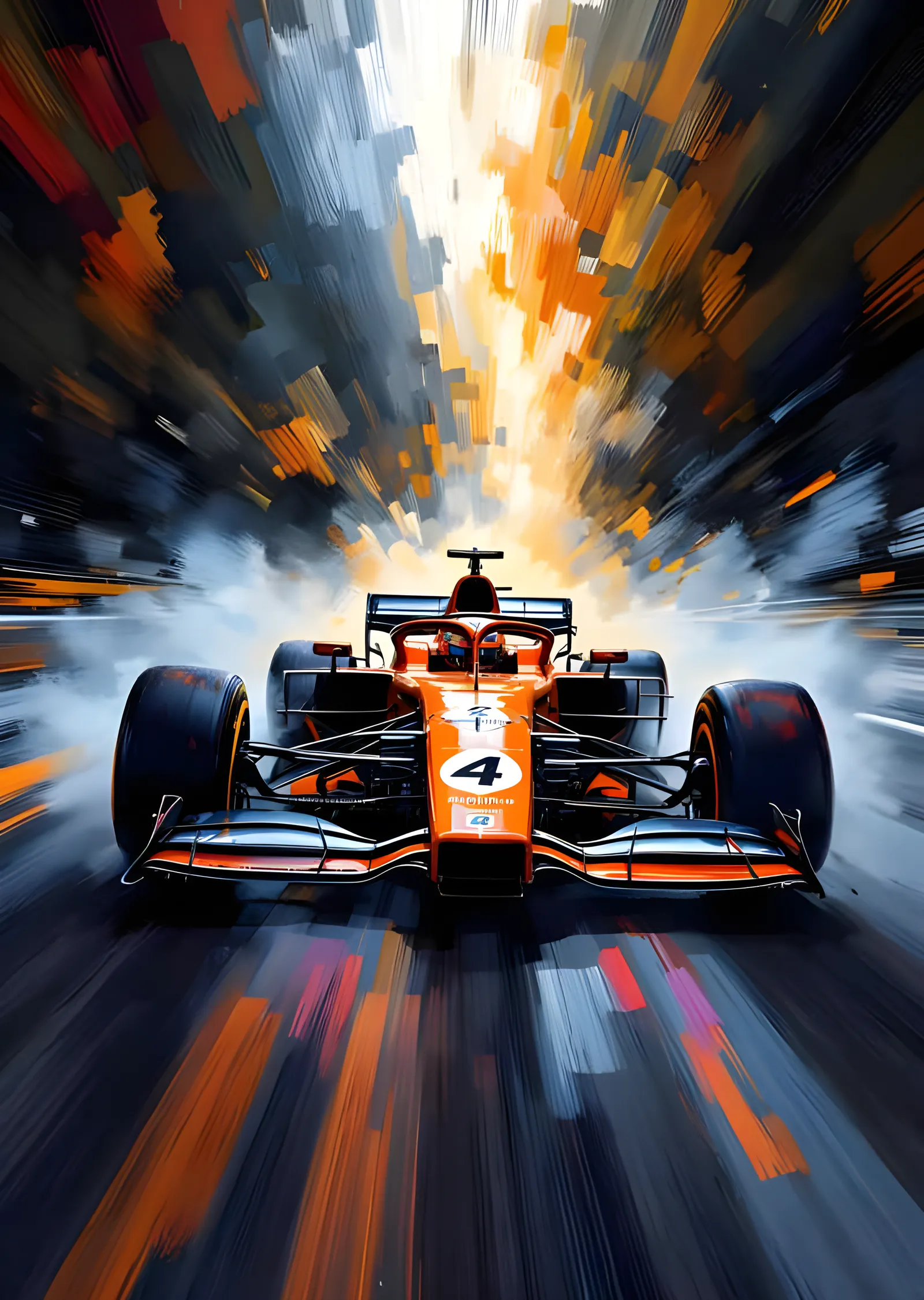 Lando Norris - Soyut Fırça Darbeli F1 metal tablo