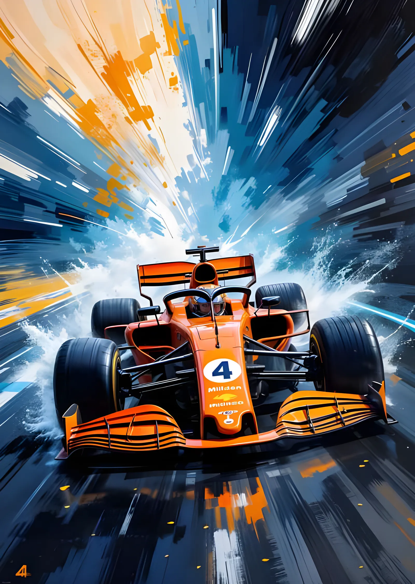 Lando Norris ve McLaren - Turuncu Hız Patlaması metal tablo
