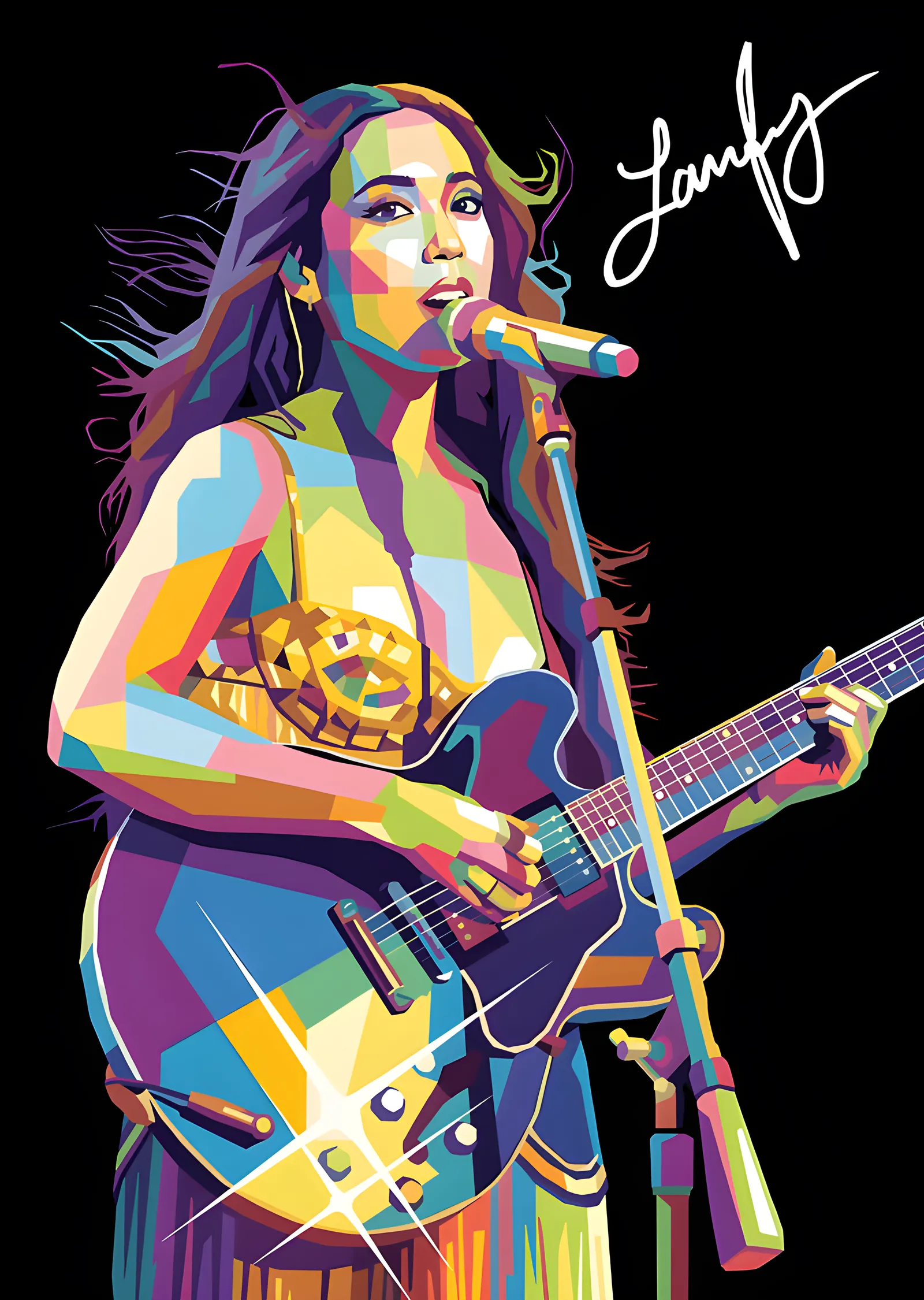 Laufey: Gitarlı WPAP metal tablo