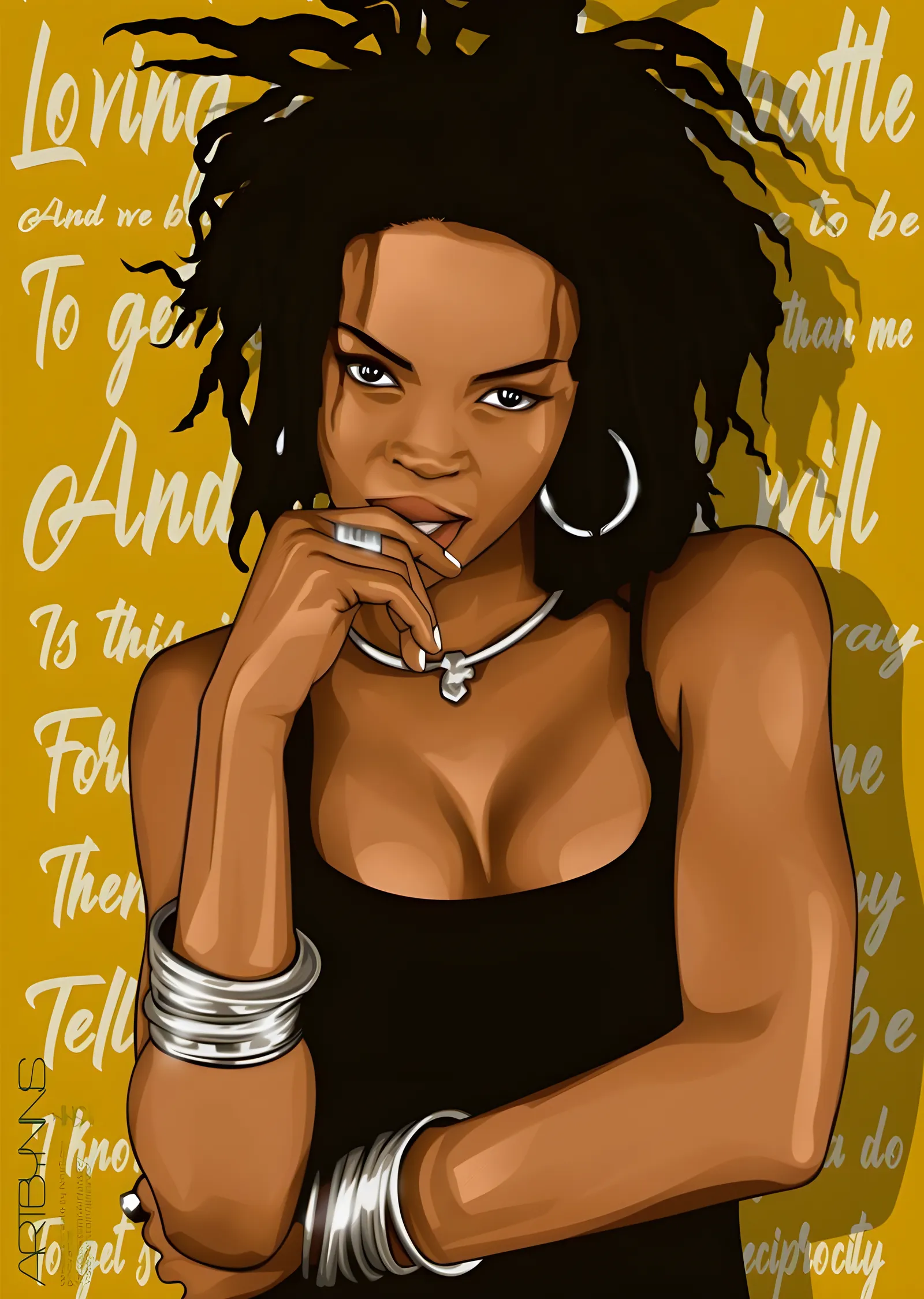 Lauryn Hill - Altın Zemin metal tablo