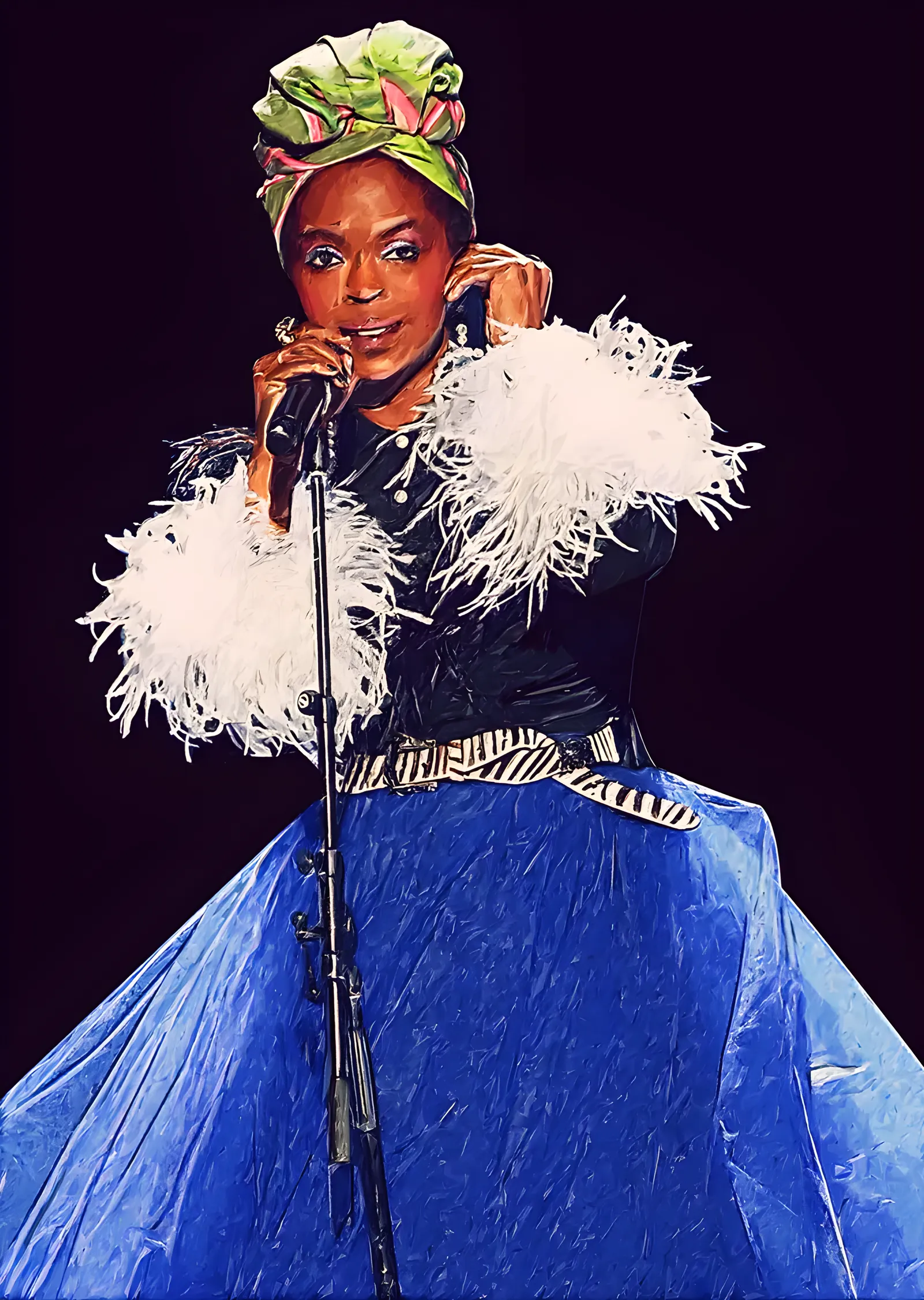 Lauryn Hill - Mavi Sahne Elbisesi metal tablo