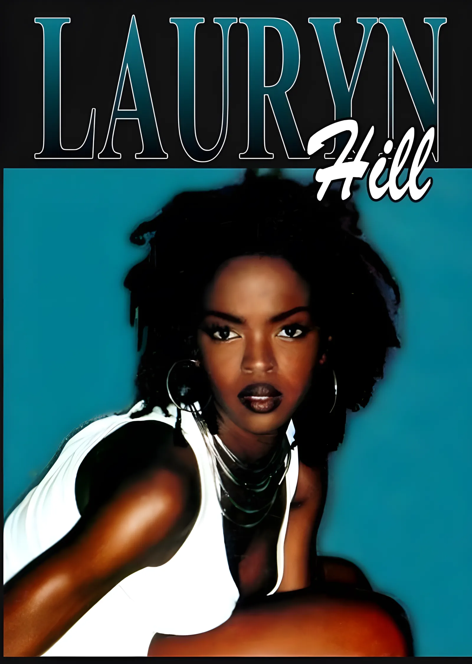 Lauryn Hill - Turkuaz Portre metal tablo