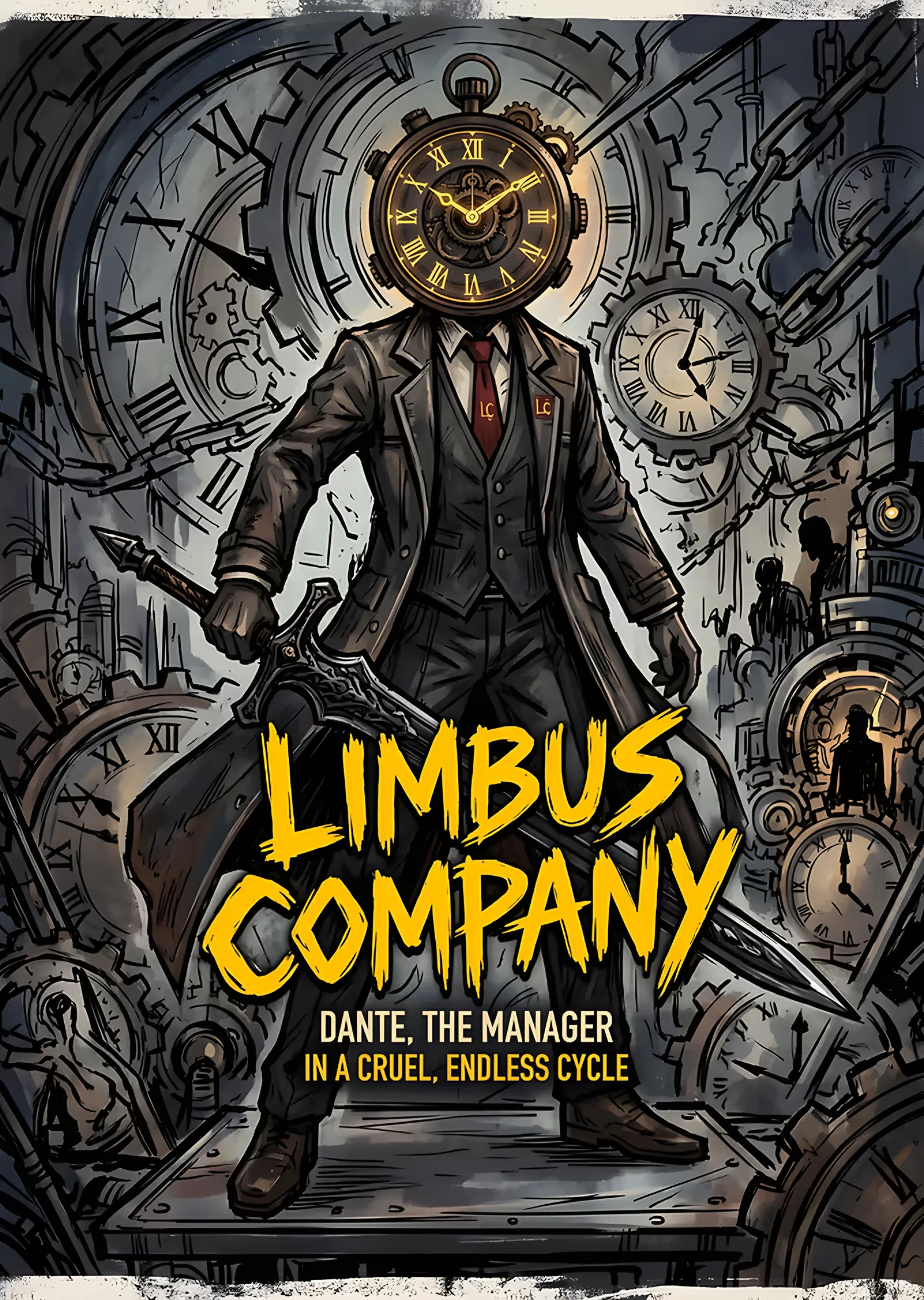 Limbus Company: Dişlilerin Ortasında Saat Kafalı Dante metal tablo