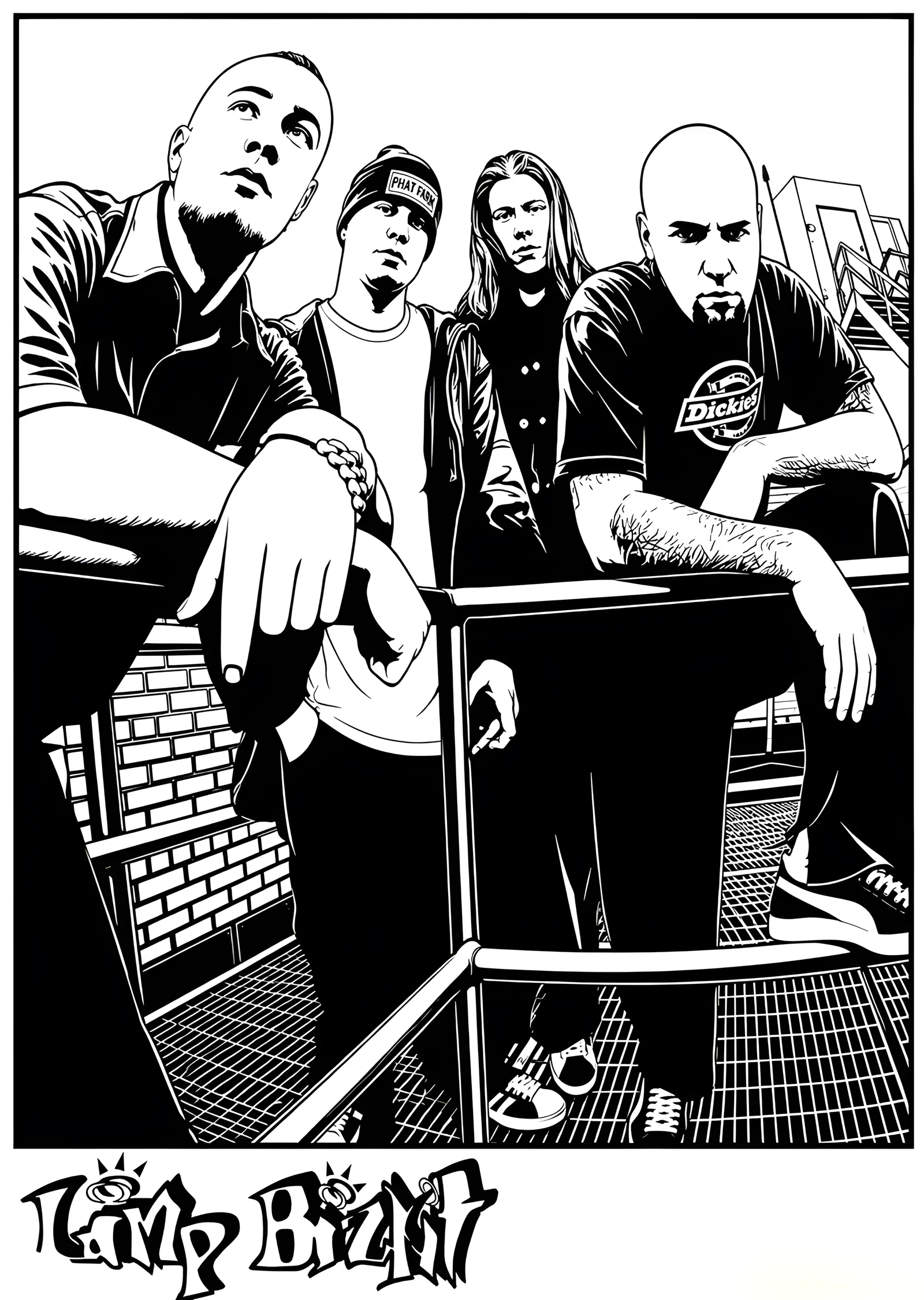 Limp Bizkit: Çizgi Roman Grup Afişi metal tablo