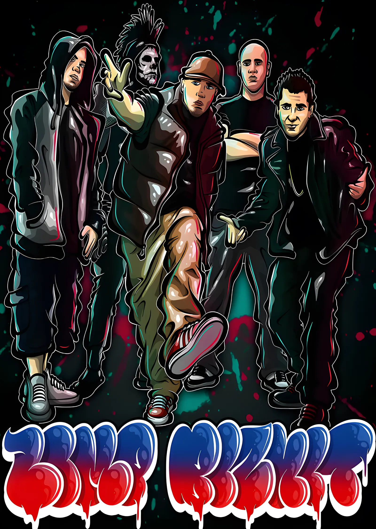 Limp Bizkit: Grafiti Logolu Grup metal tablo