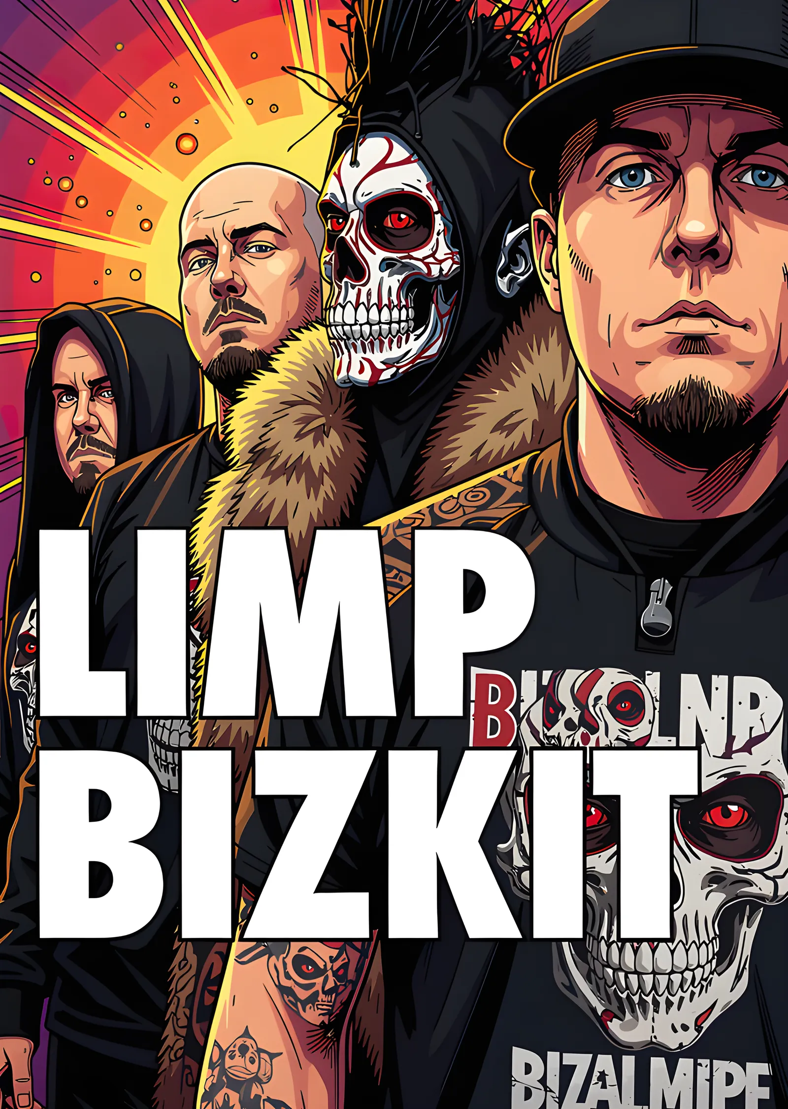 Limp Bizkit: Kuru Kafalı Renk Afişi metal tablo