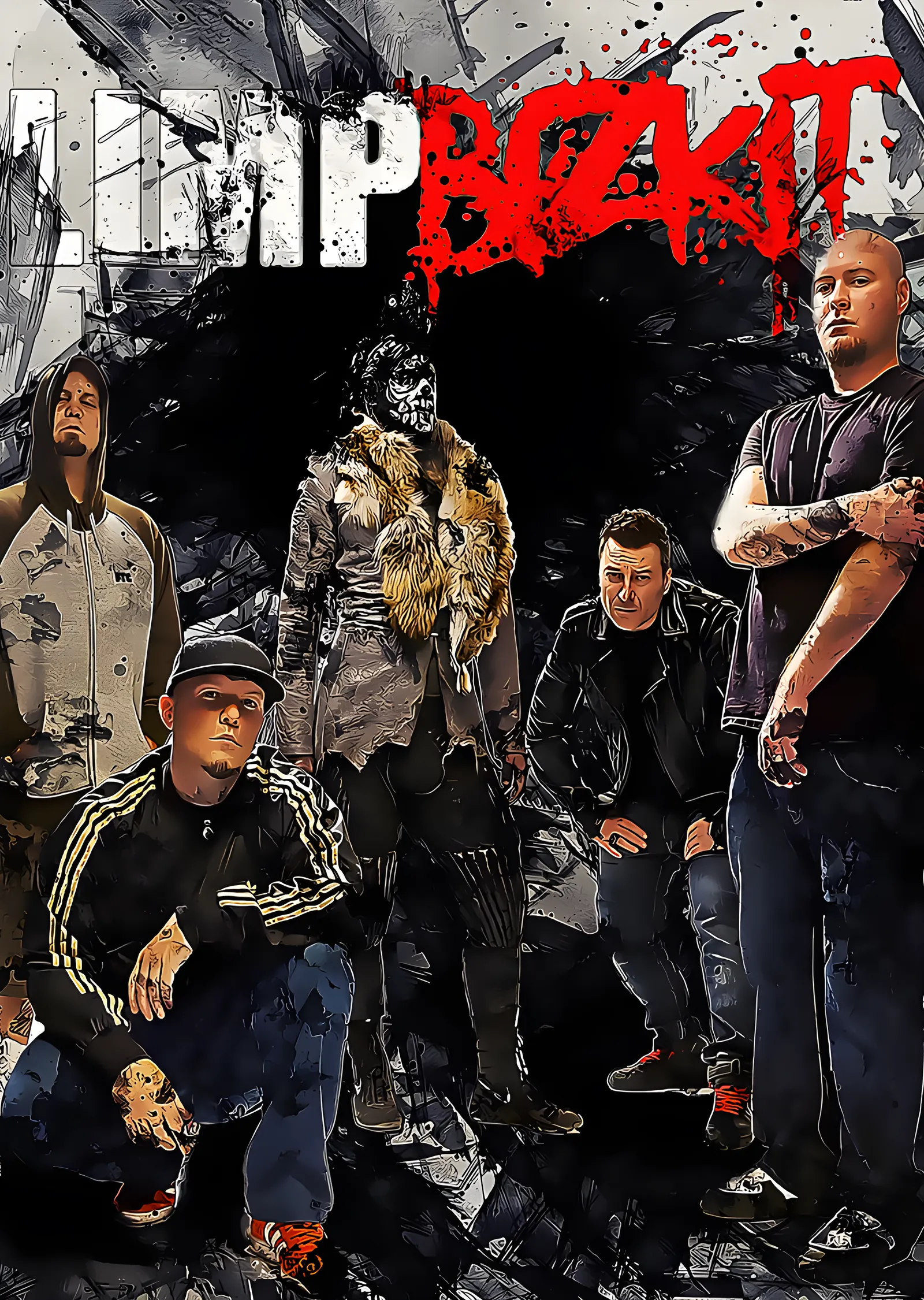 Limp Bizkit: Yıkıntıda Grup Kolajı metal tablo