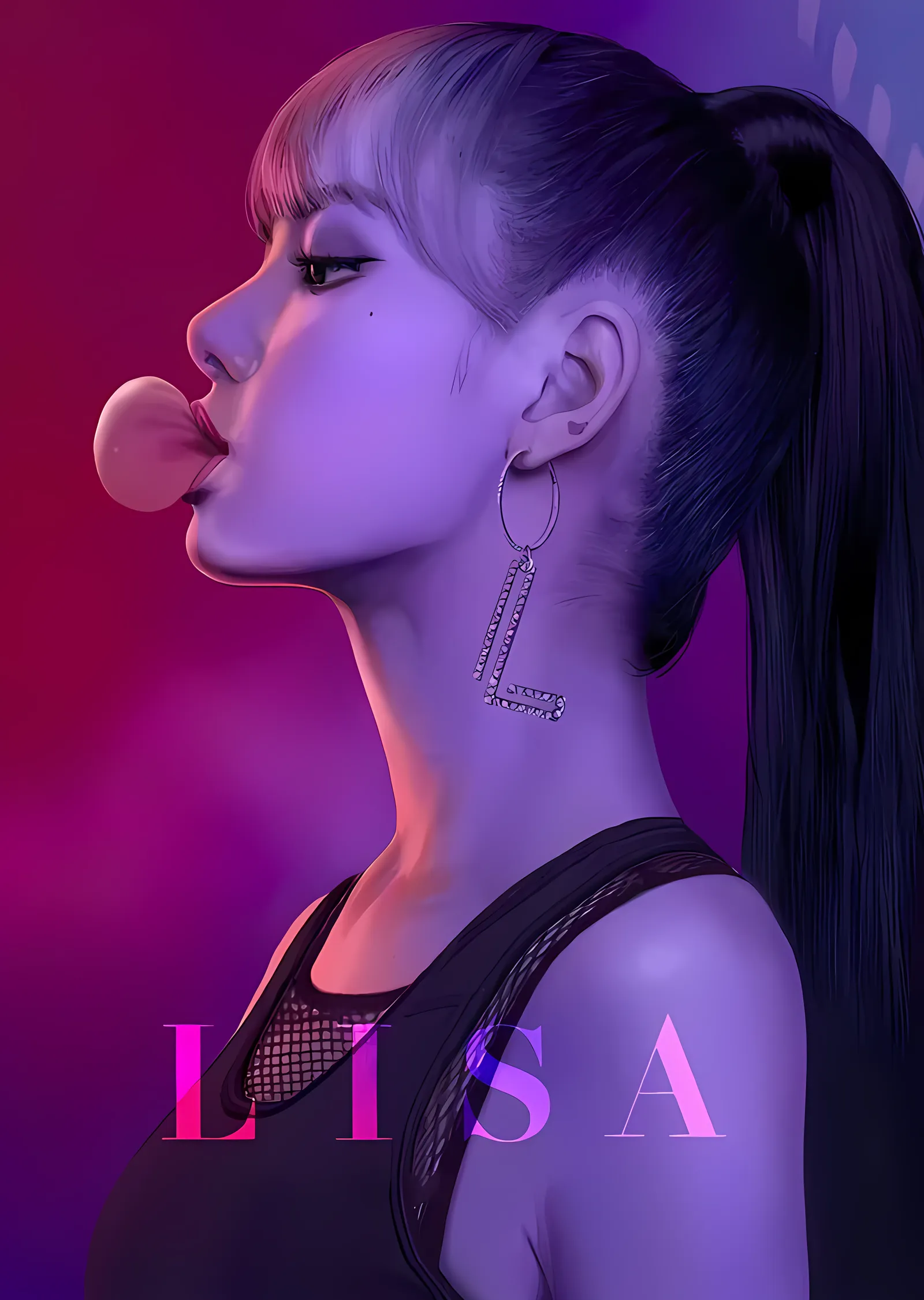 Lisa: Mor Işıkta Sakız Balonu metal tablo