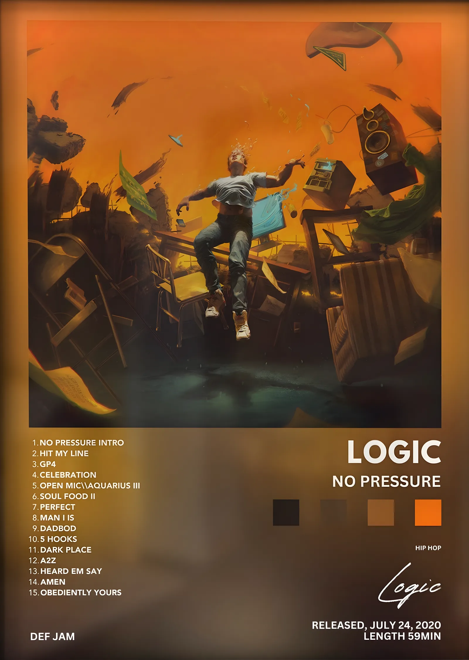 Logic: No Pressure metal tablo