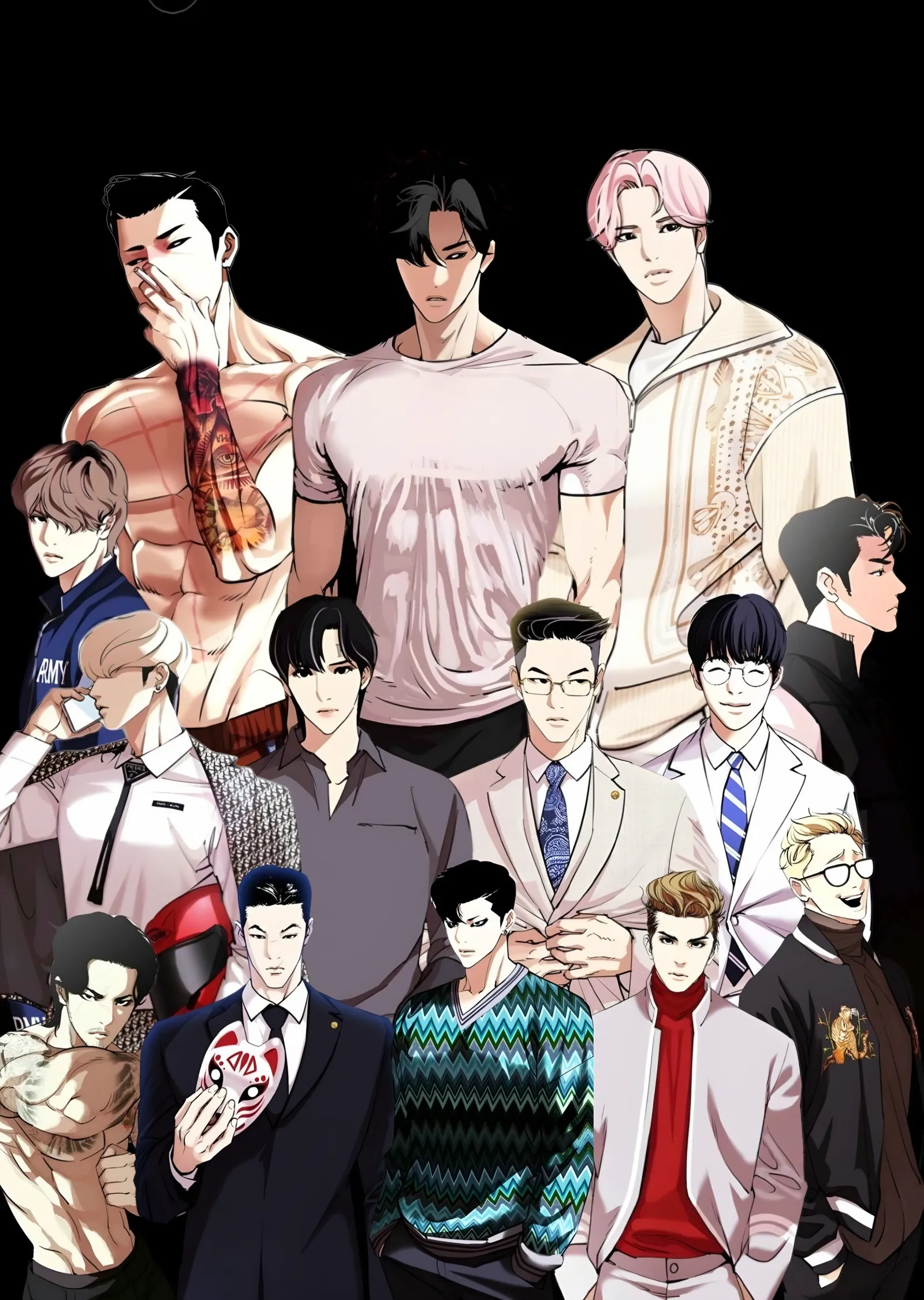 Lookism - Karakter Kadrosu metal tablo