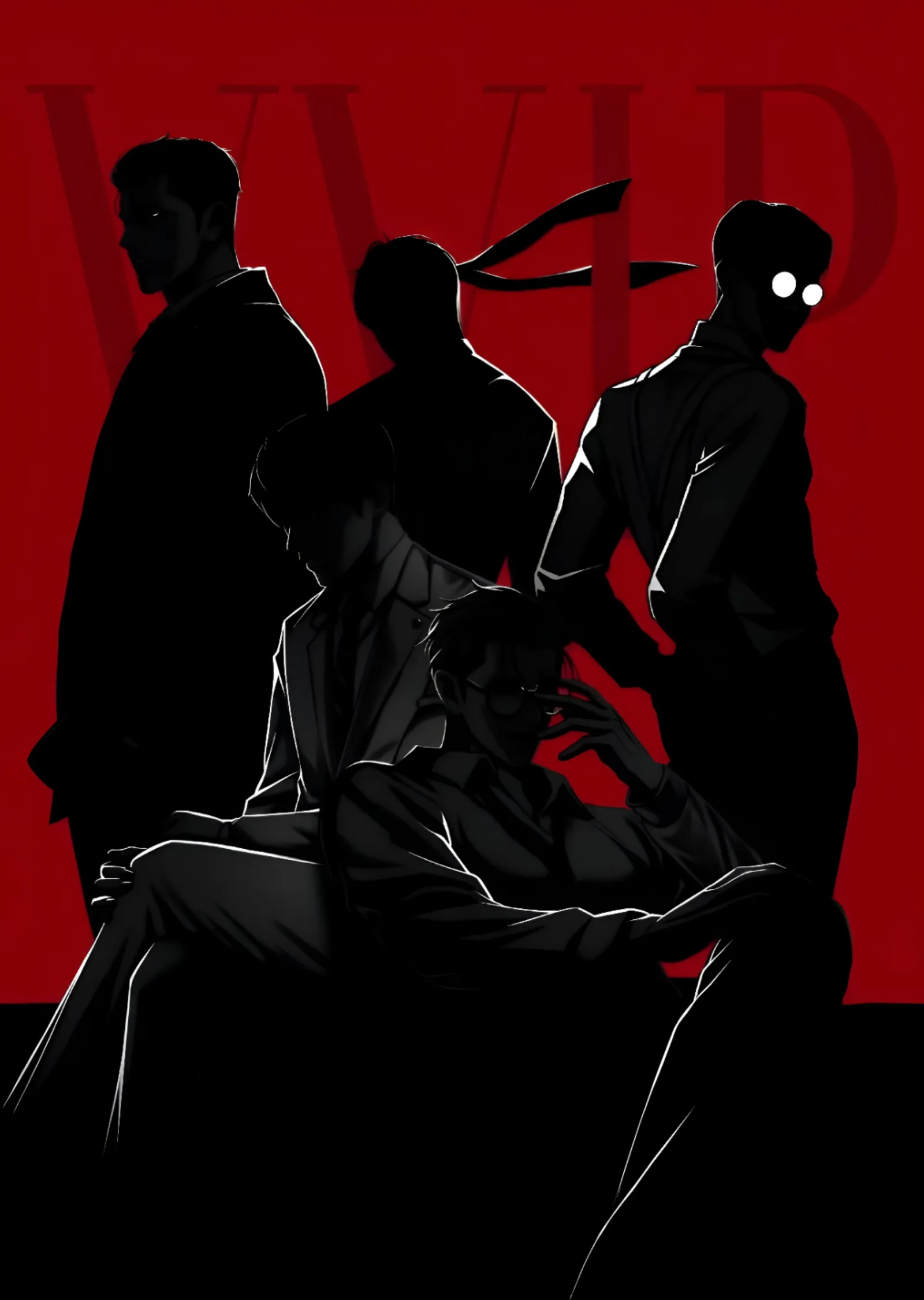 Lookism - Kırmızı Silüet metal tablo