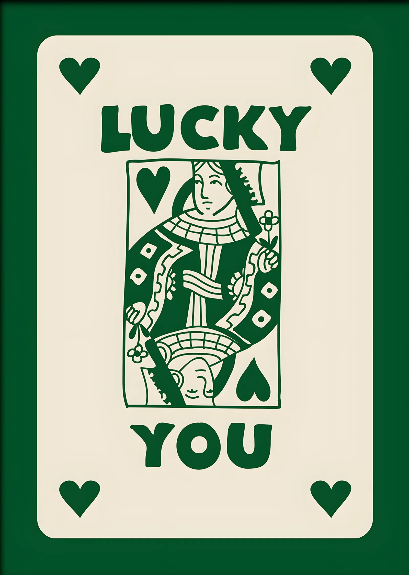 Lucky You Yeşil Kupa Kızı metal tablo