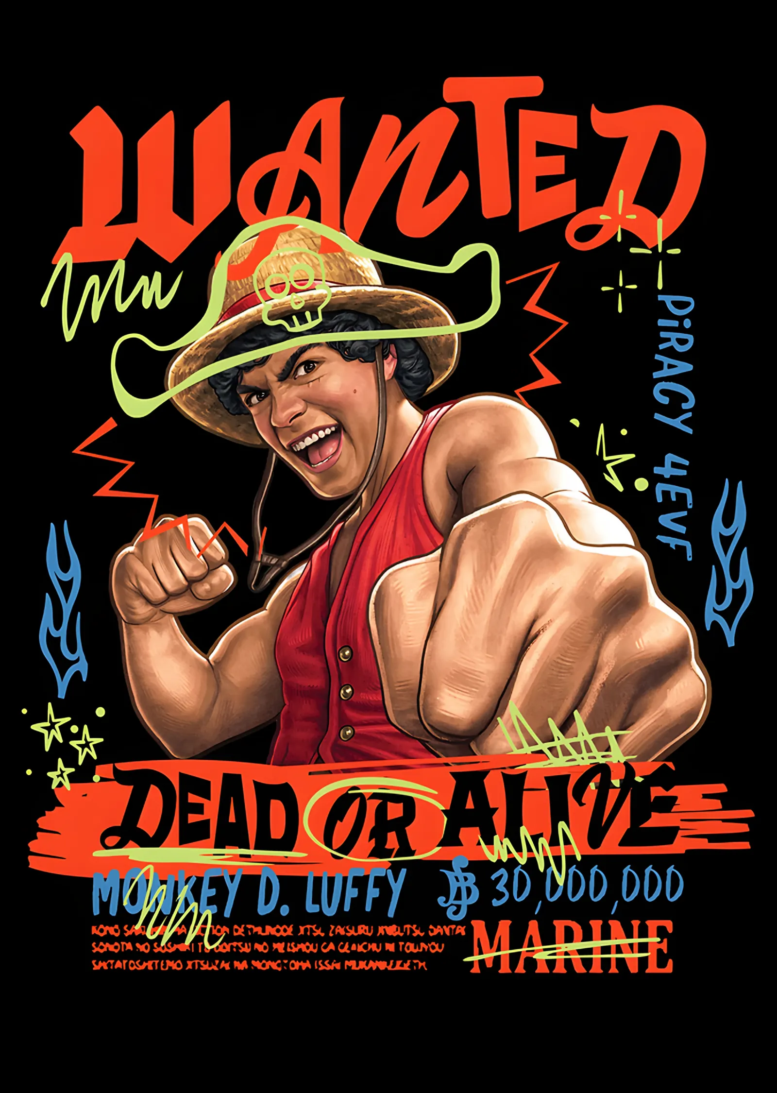 Luffy Dead or Alive metal tablo