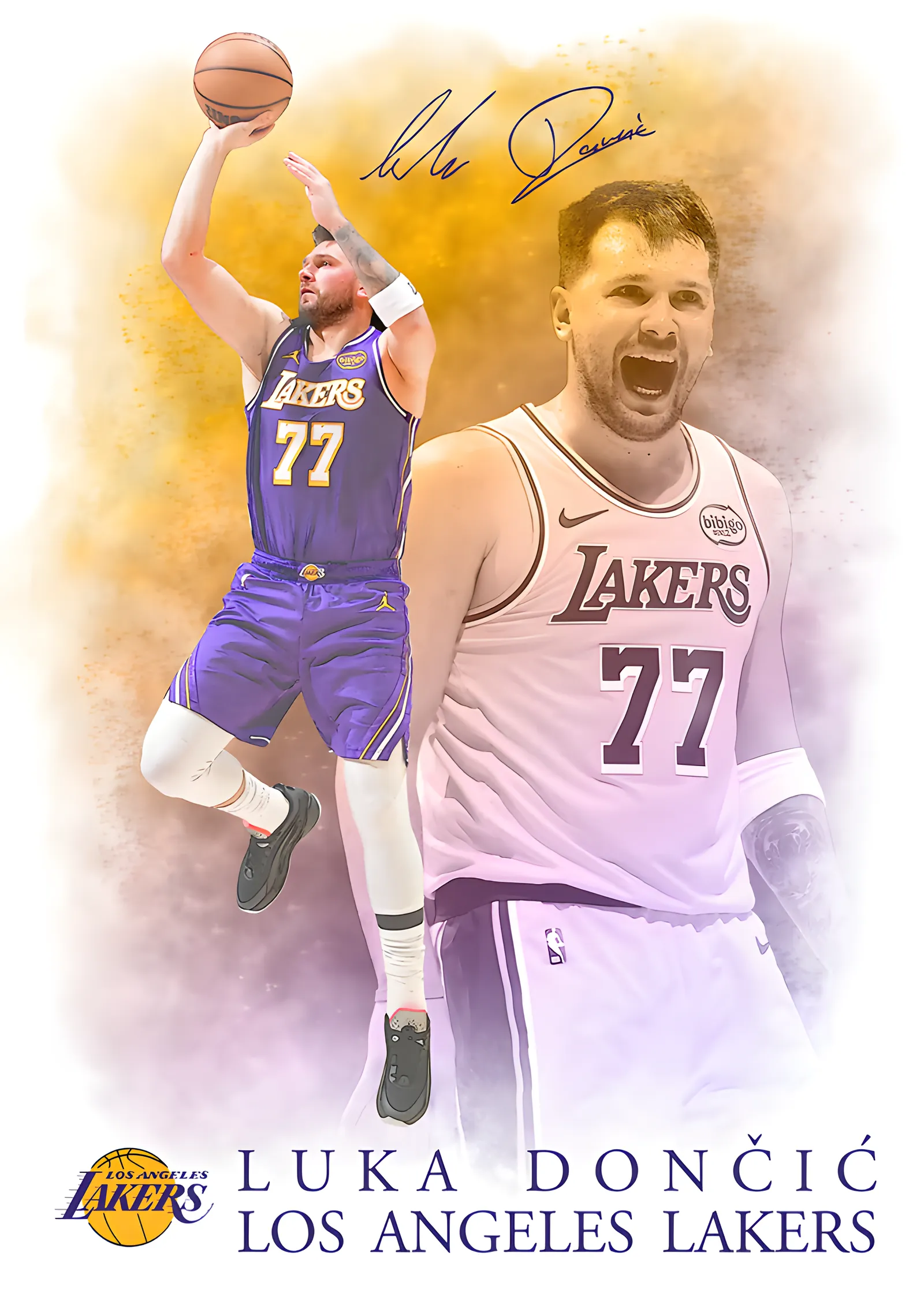Luka Dončić - Lakers Suluboya metal tablo