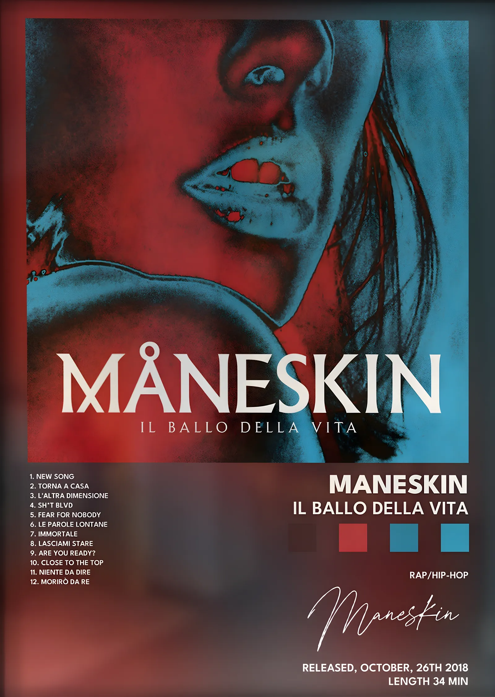 Måneskin: Il Ballo della Vita metal tablo