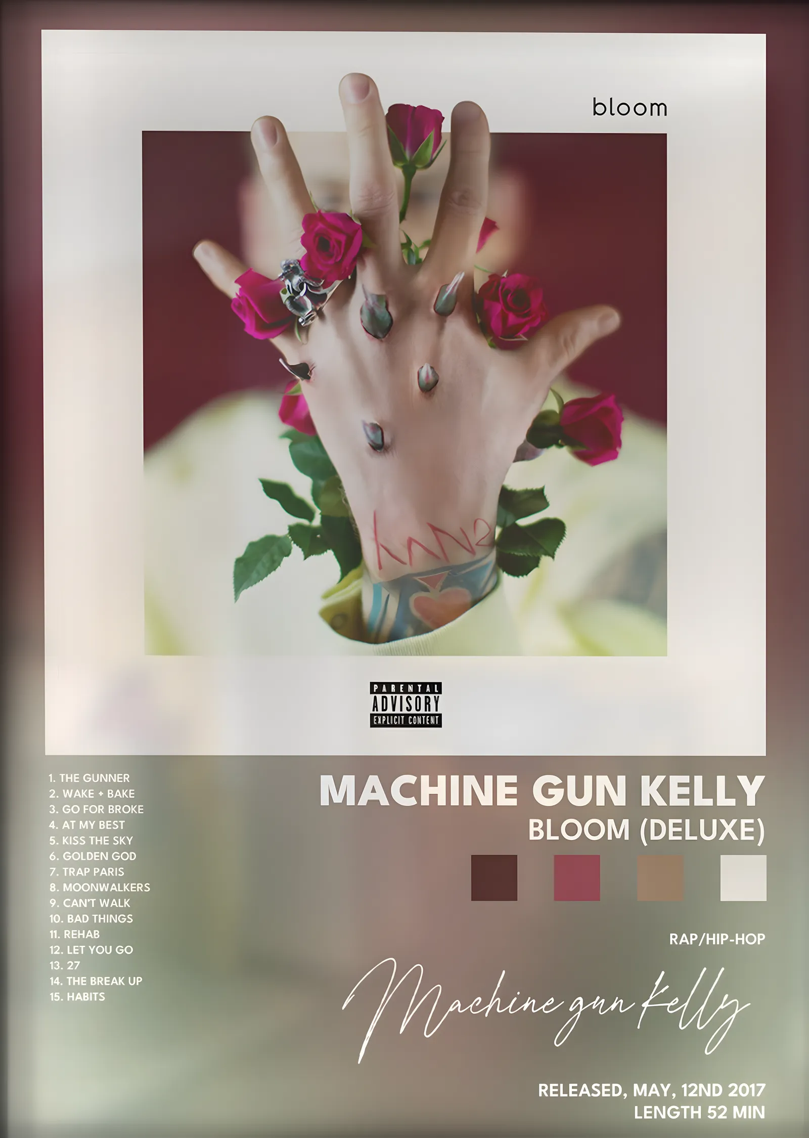 Machine Gun Kelly: Bloom metal tablo
