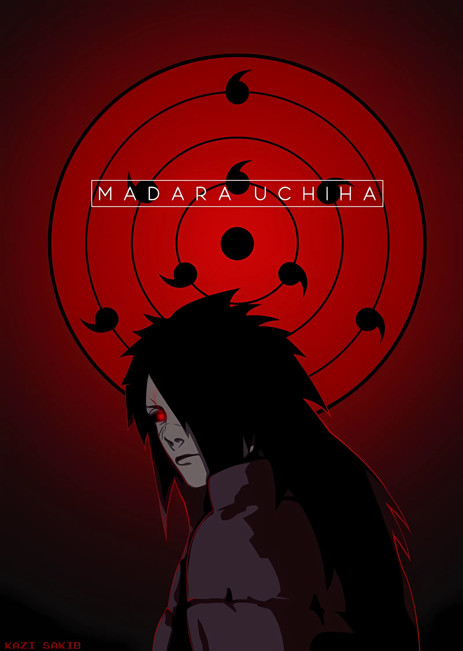 Madara Uchiha - Kırmızı Sharingan metal tablo