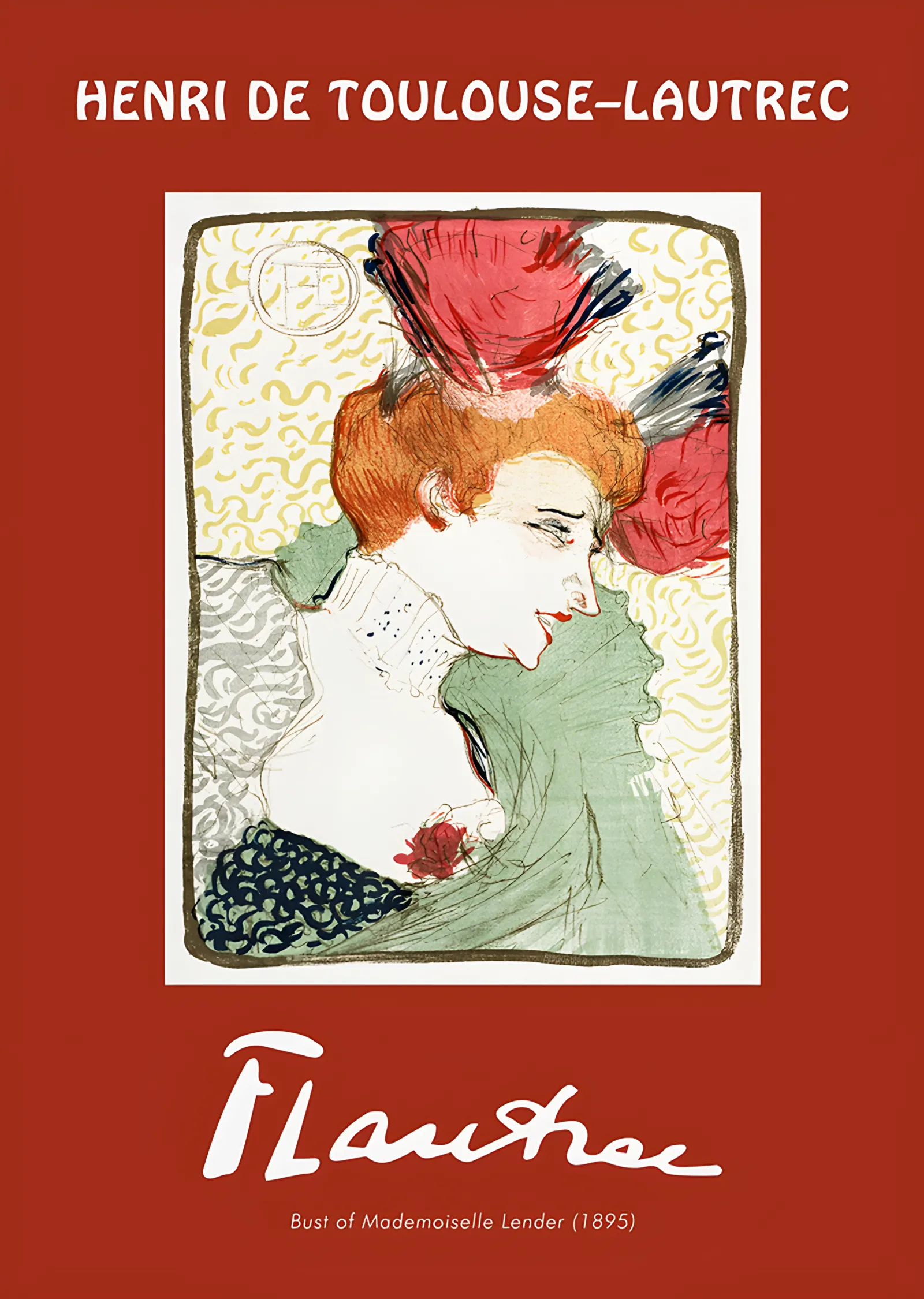 Mademoiselle Lender Büstü - Henri de Toulouse-Lautrec metal tablo