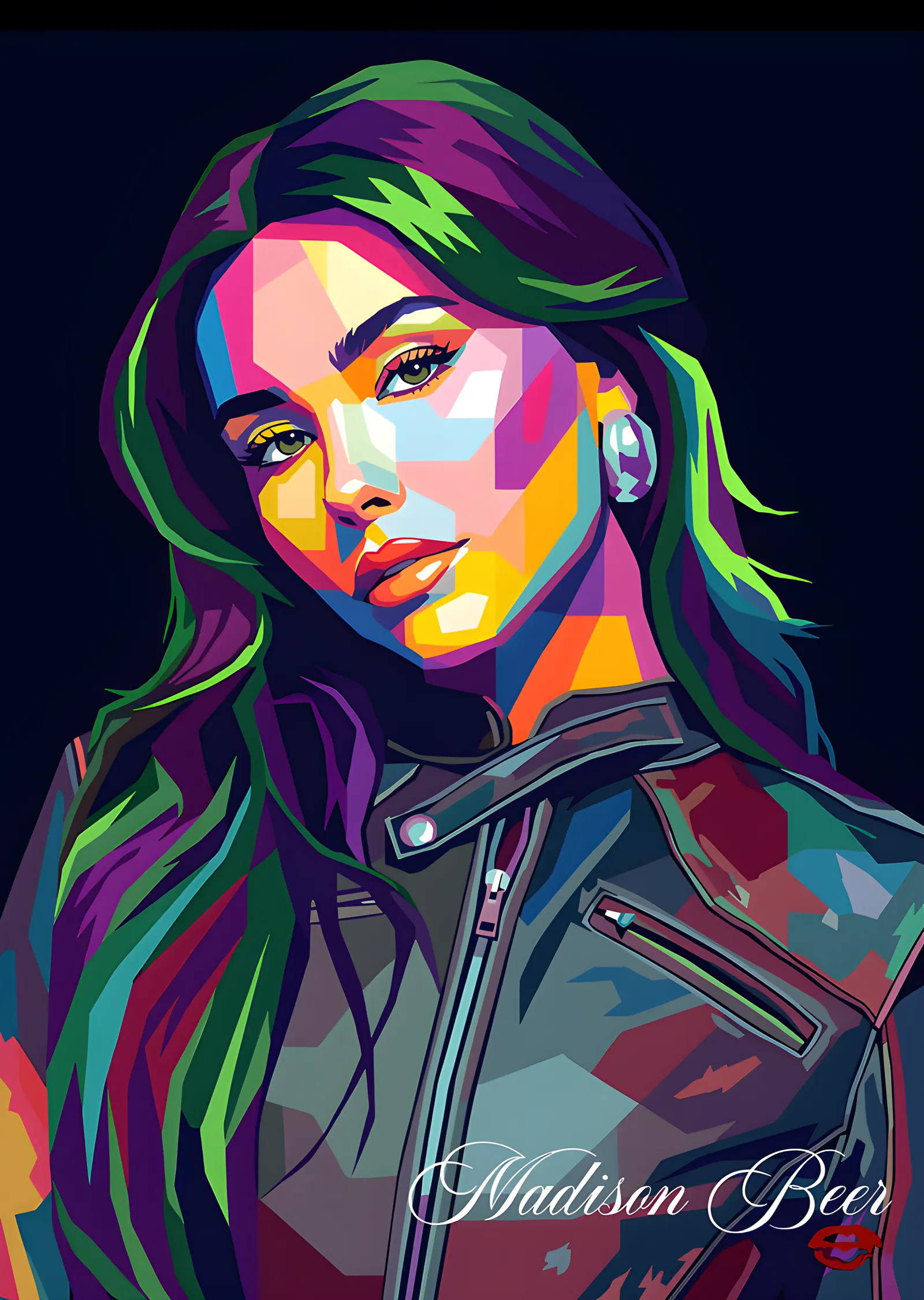 Madison Beer: Deri Ceket WPAP metal tablo