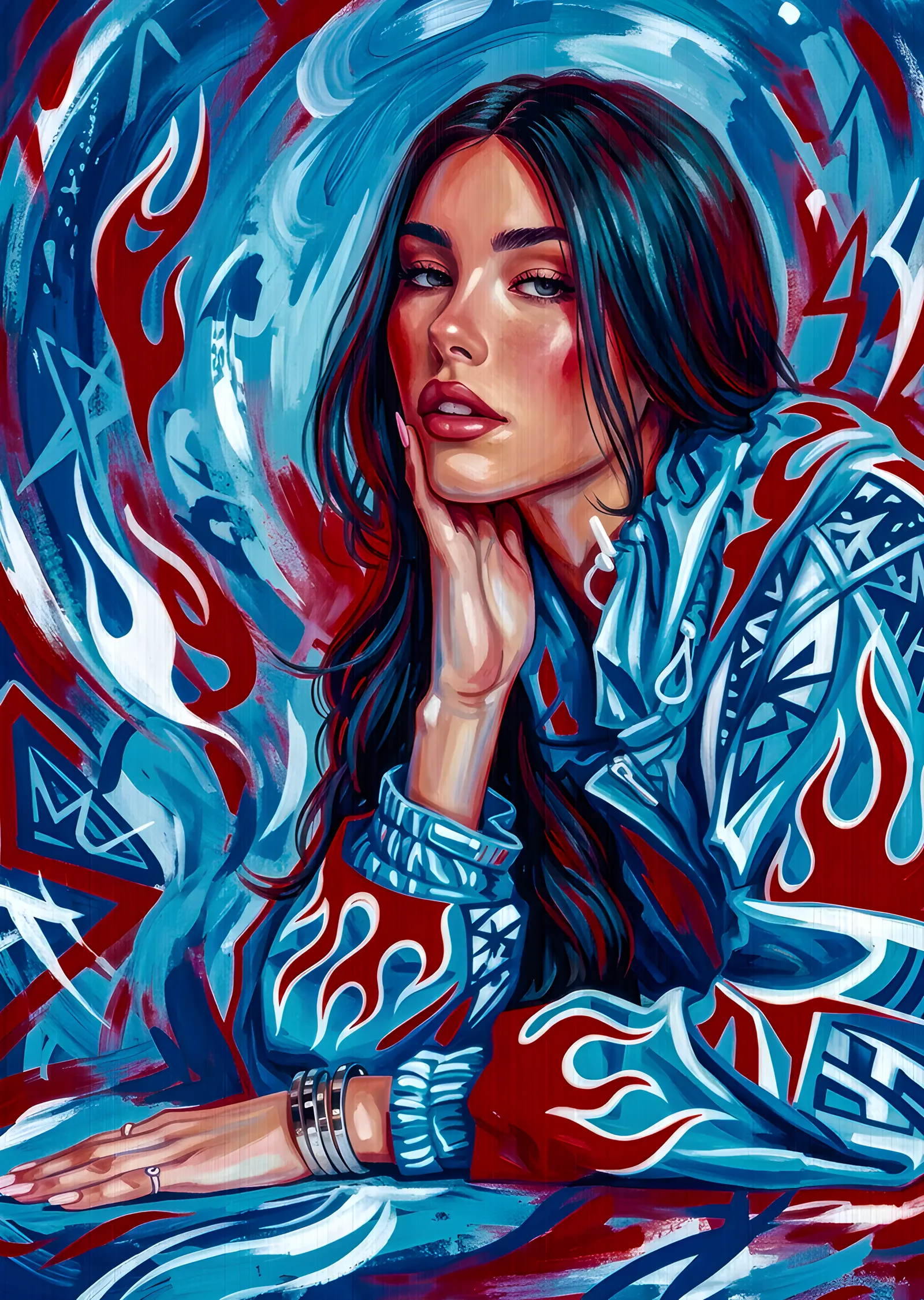 Madison Beer: Mavi Alev Grafitisi metal tablo