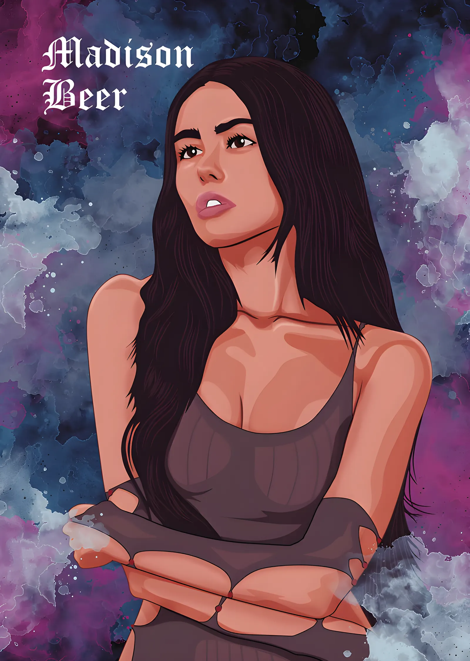 Madison Beer: Mor Bulut Çizimi metal tablo