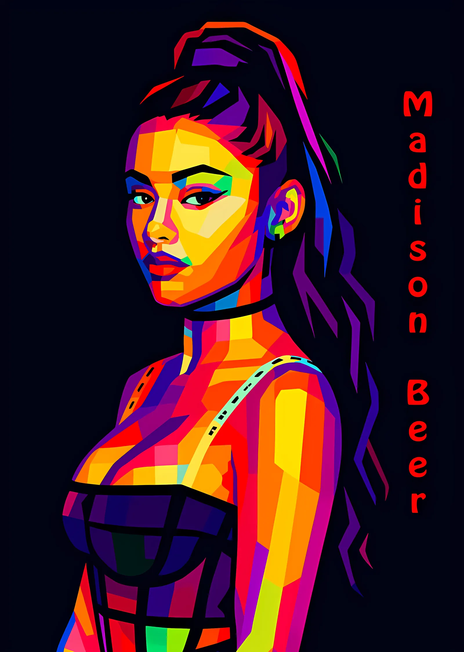 Madison Beer: Neon Düzlem Portresi metal tablo