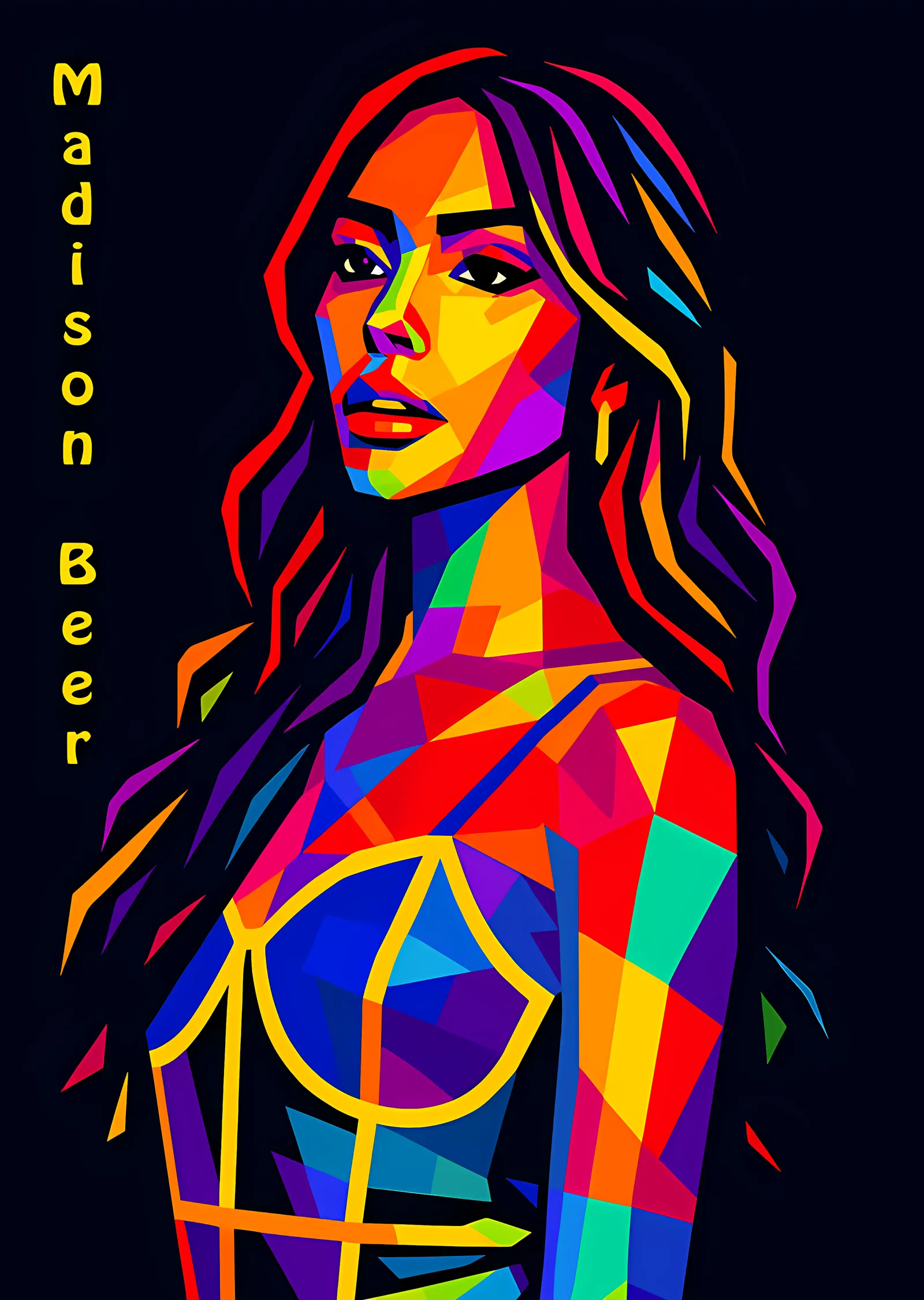 Madison Beer: Renk Mozaiği WPAP metal tablo