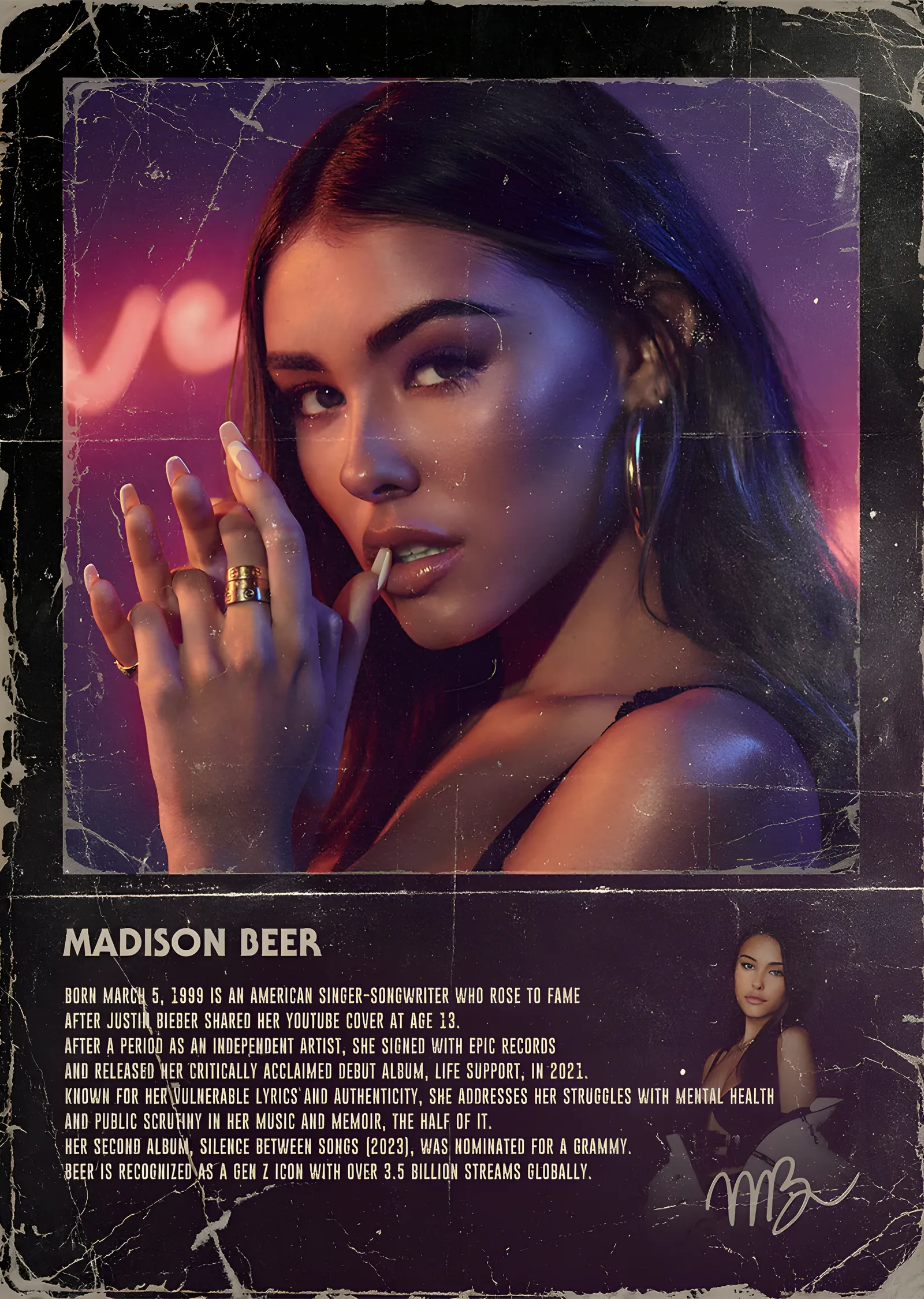 Madison Beer: Vintage Künye Afişi metal tablo