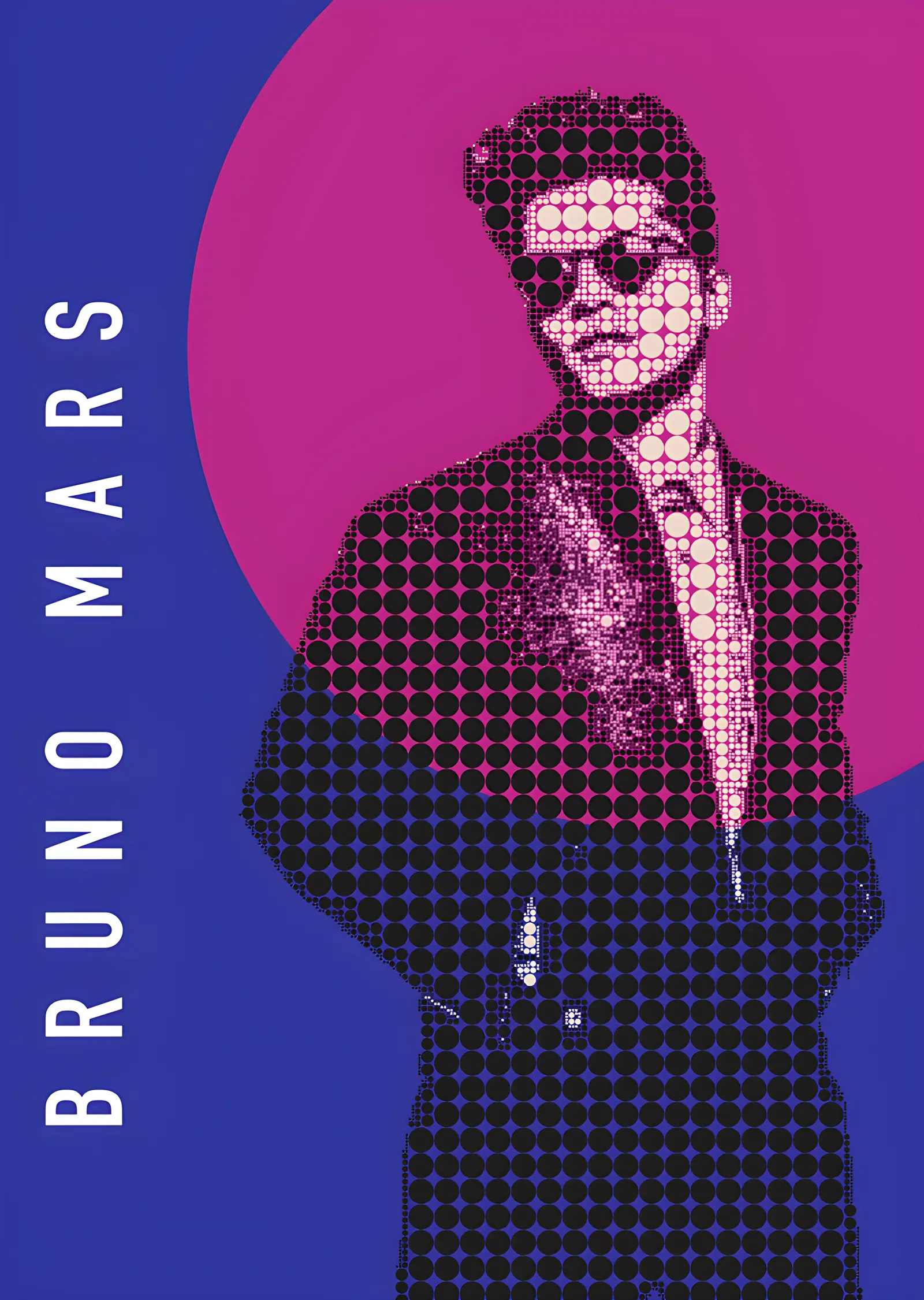 Bruno Mars - Mor Halftone Portre metal tablo