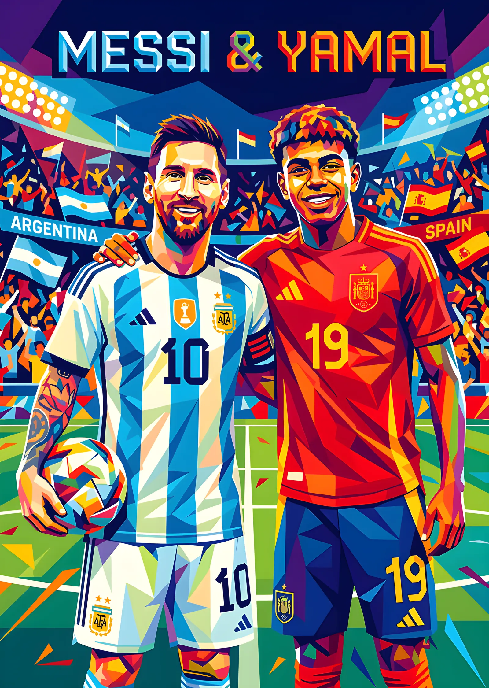 Messi & Yamal - Arjantin ve İspanya metal tablo