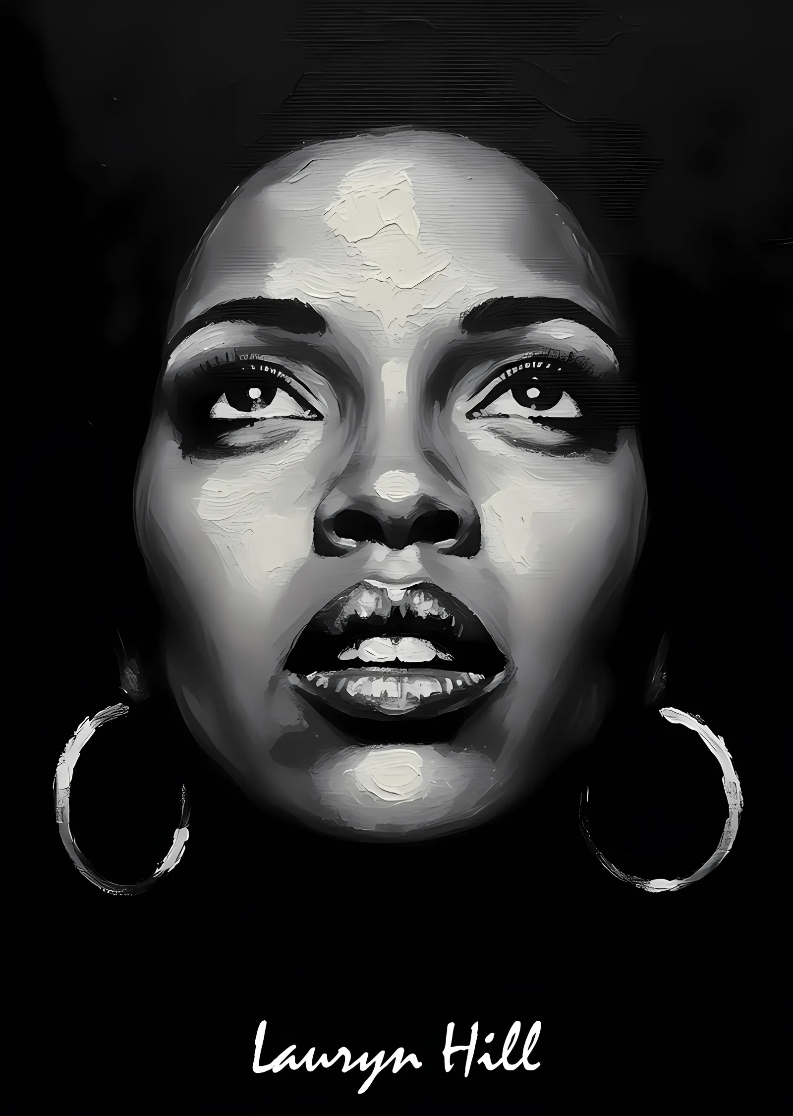 Lauryn Hill - Siyah Beyaz Yakın Portre metal tablo