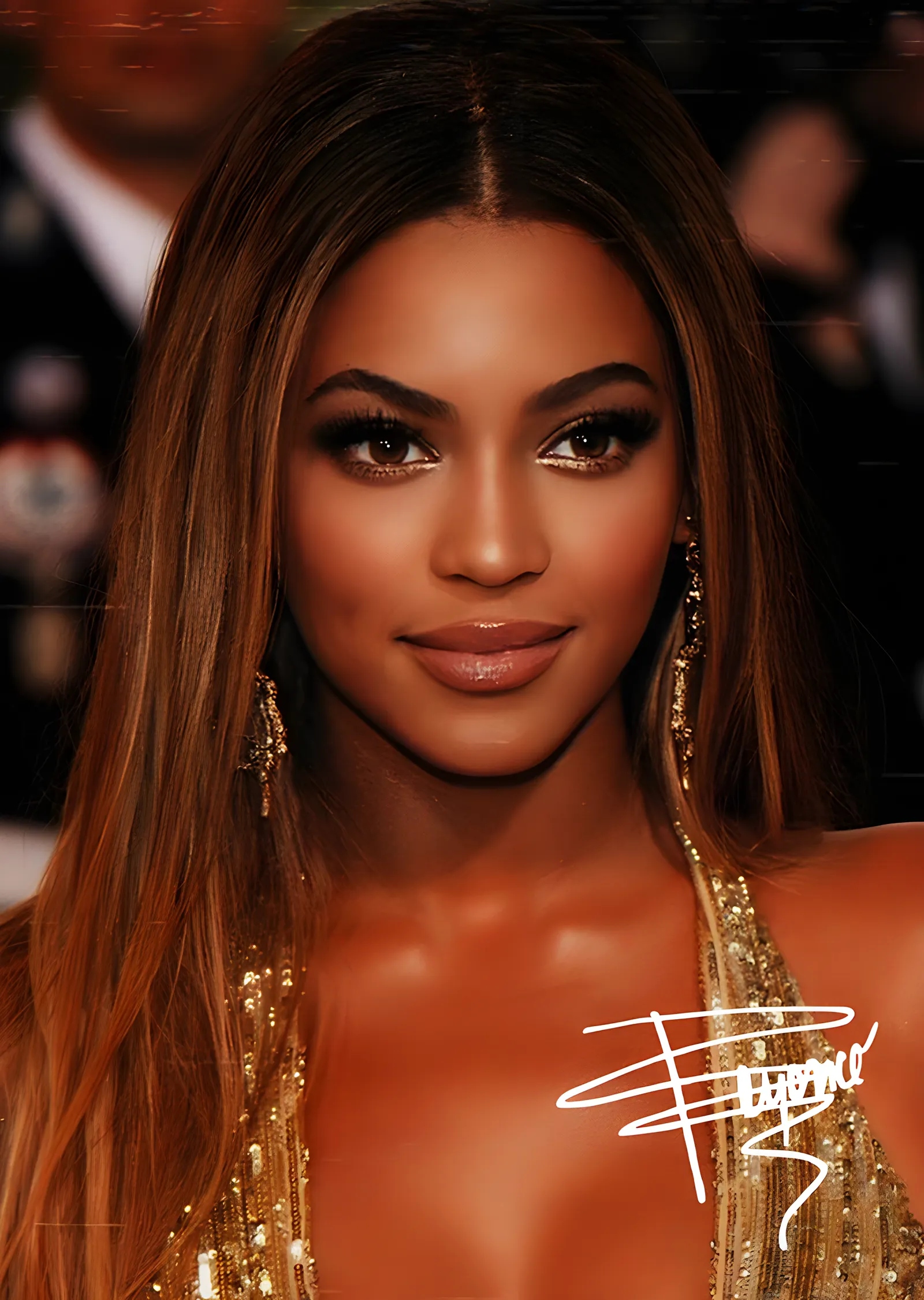 Beyoncé - Altın Işıkta Portre metal tablo