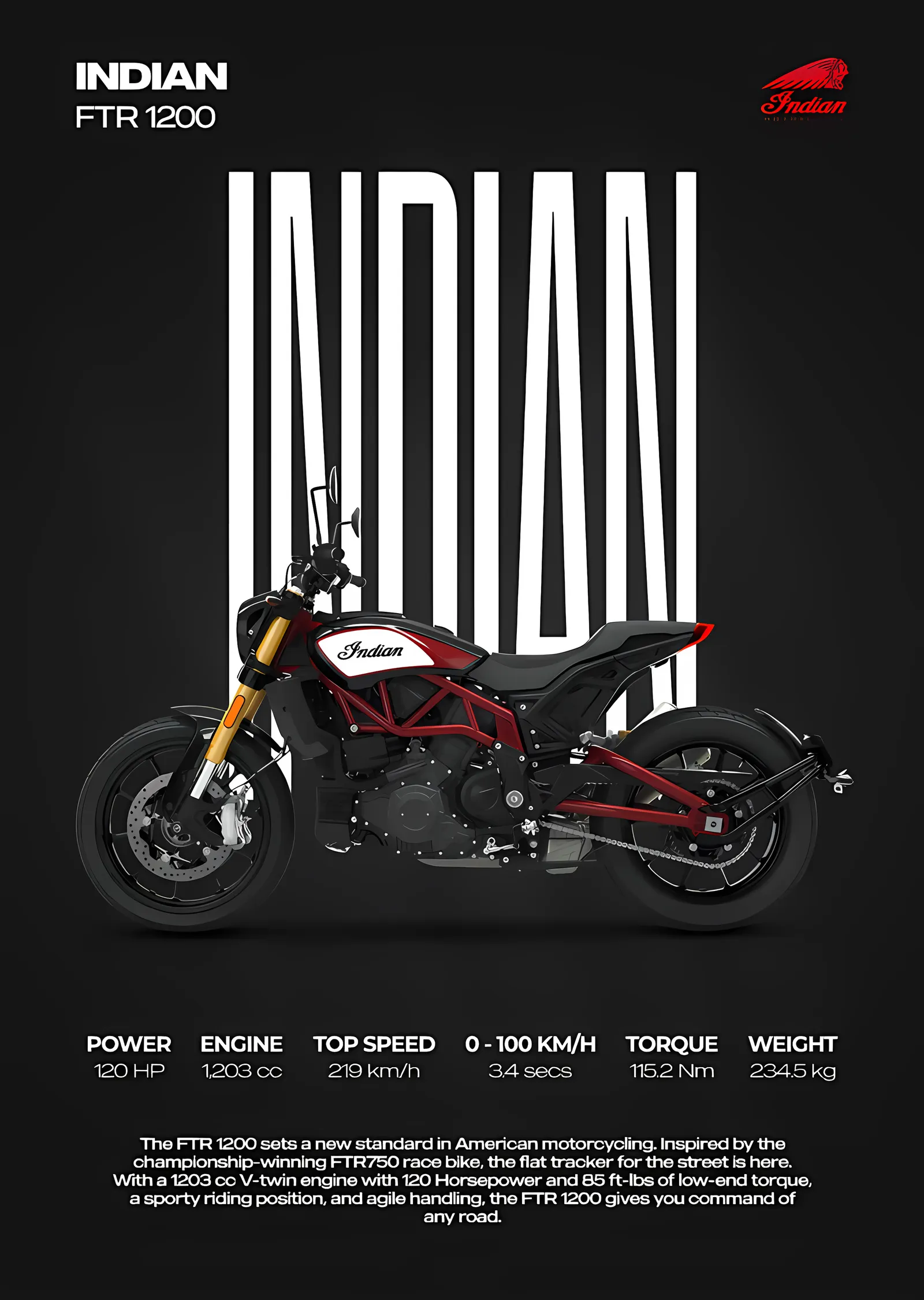 Indian FTR 1200 metal tablo