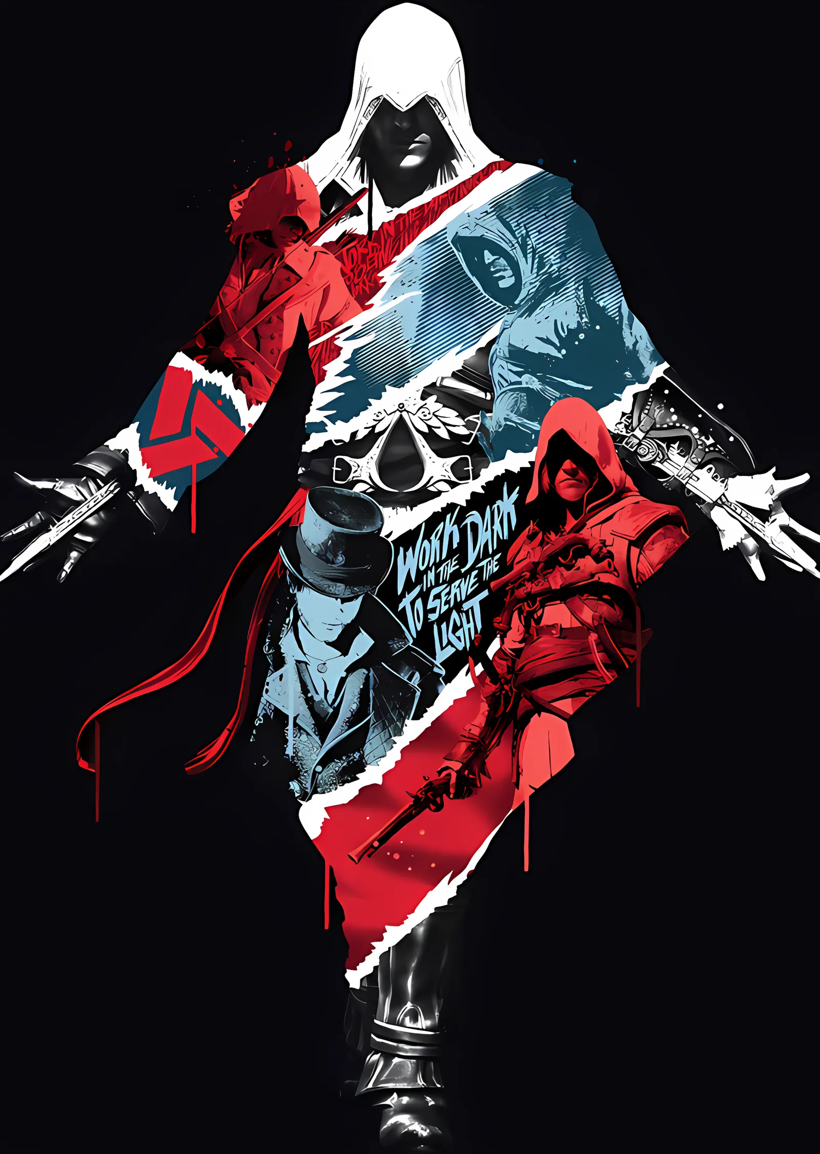 Assassin's Creed - Kırmızı Mavi Pelerin metal tablo