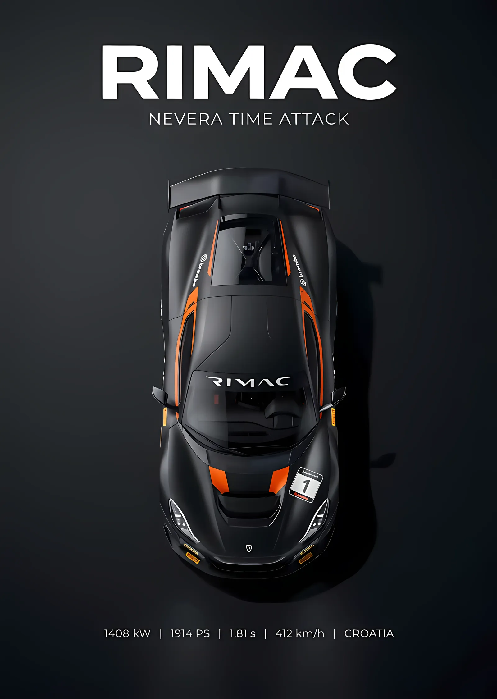 Rimac Nevera metal tablo