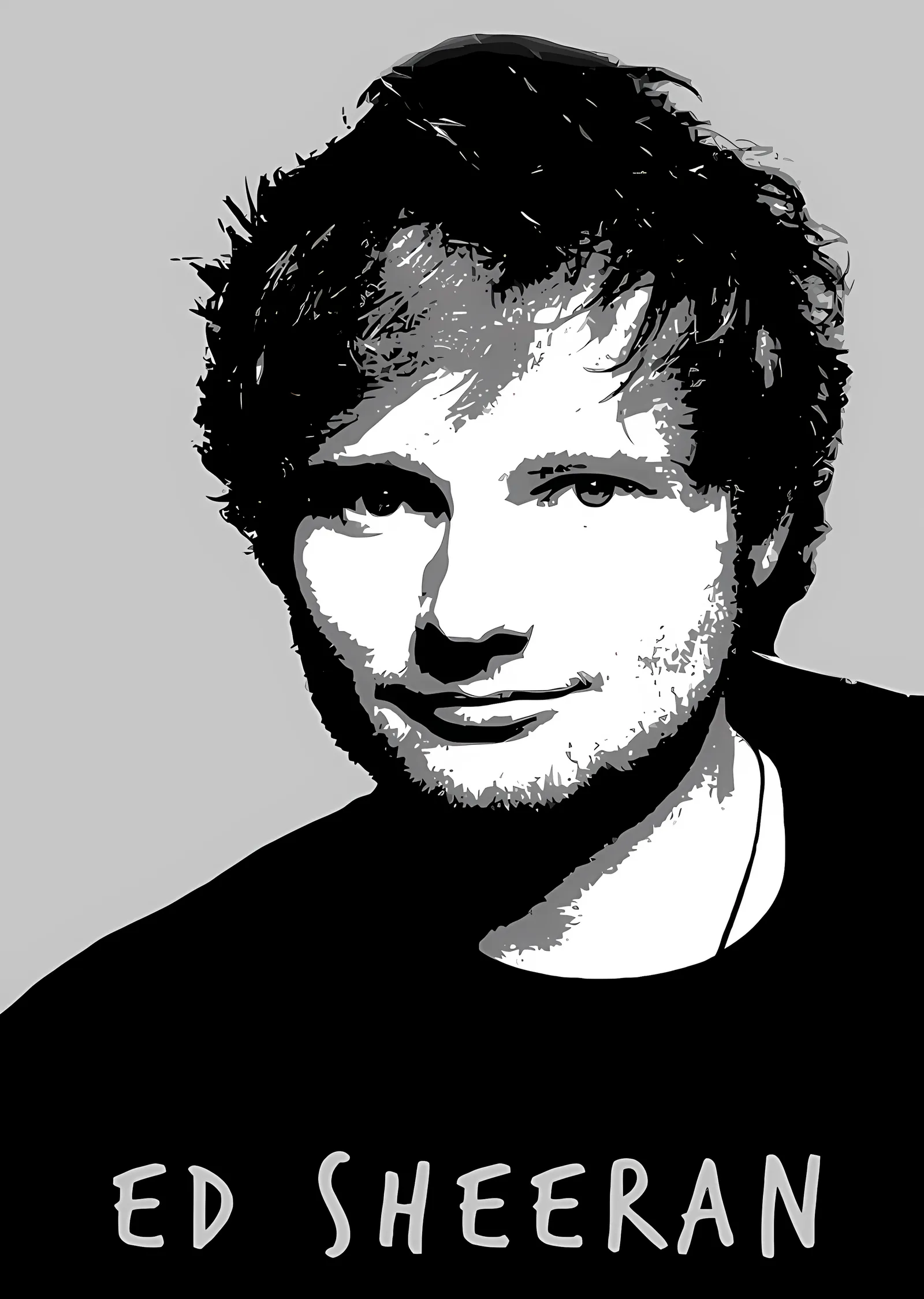 Ed Sheeran - Siyah Beyaz Gülümseyen Portre metal tablo