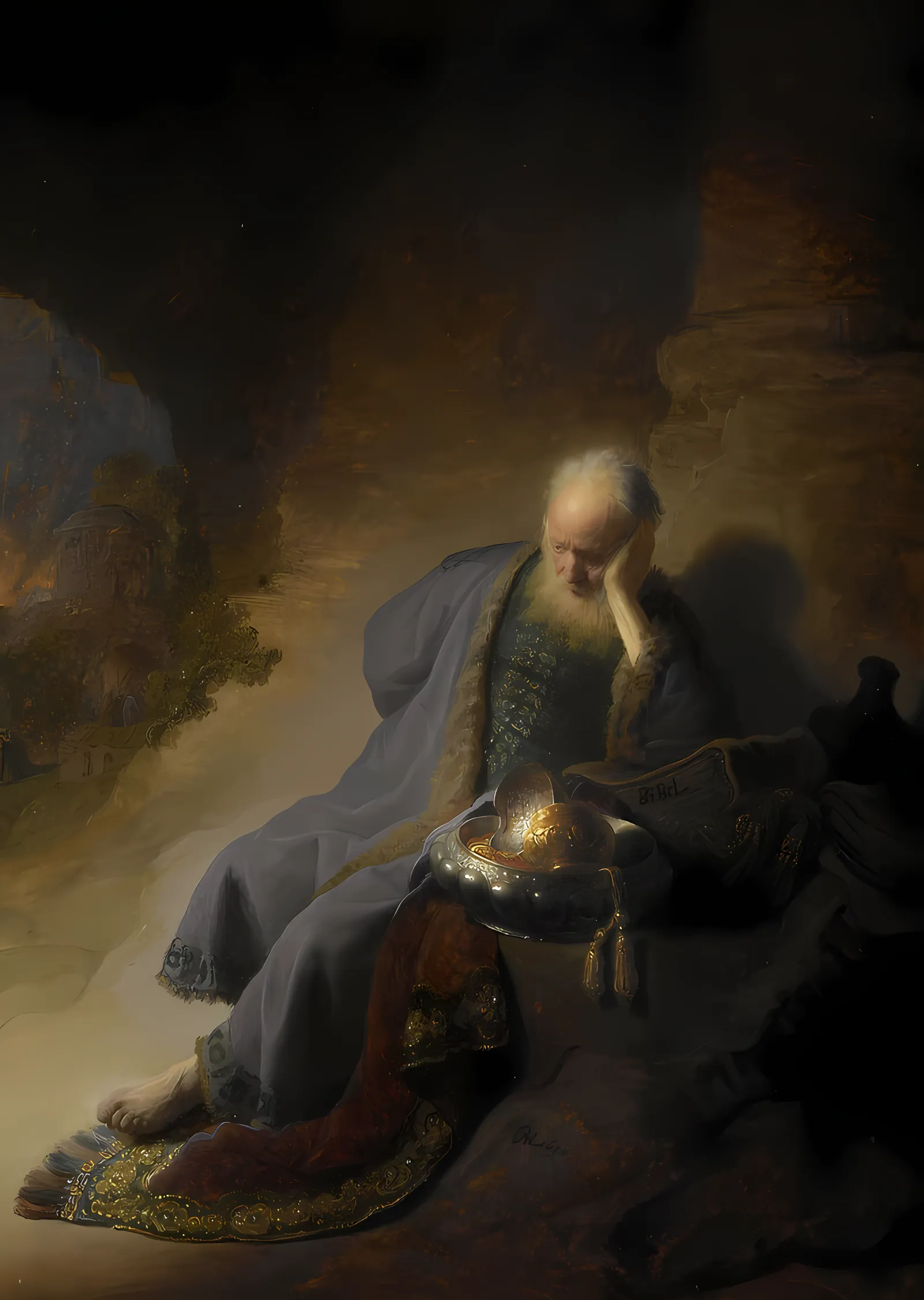 Yeremya Kudüs'ün Yıkılışına Ağlıyor - Rembrandt metal tablo