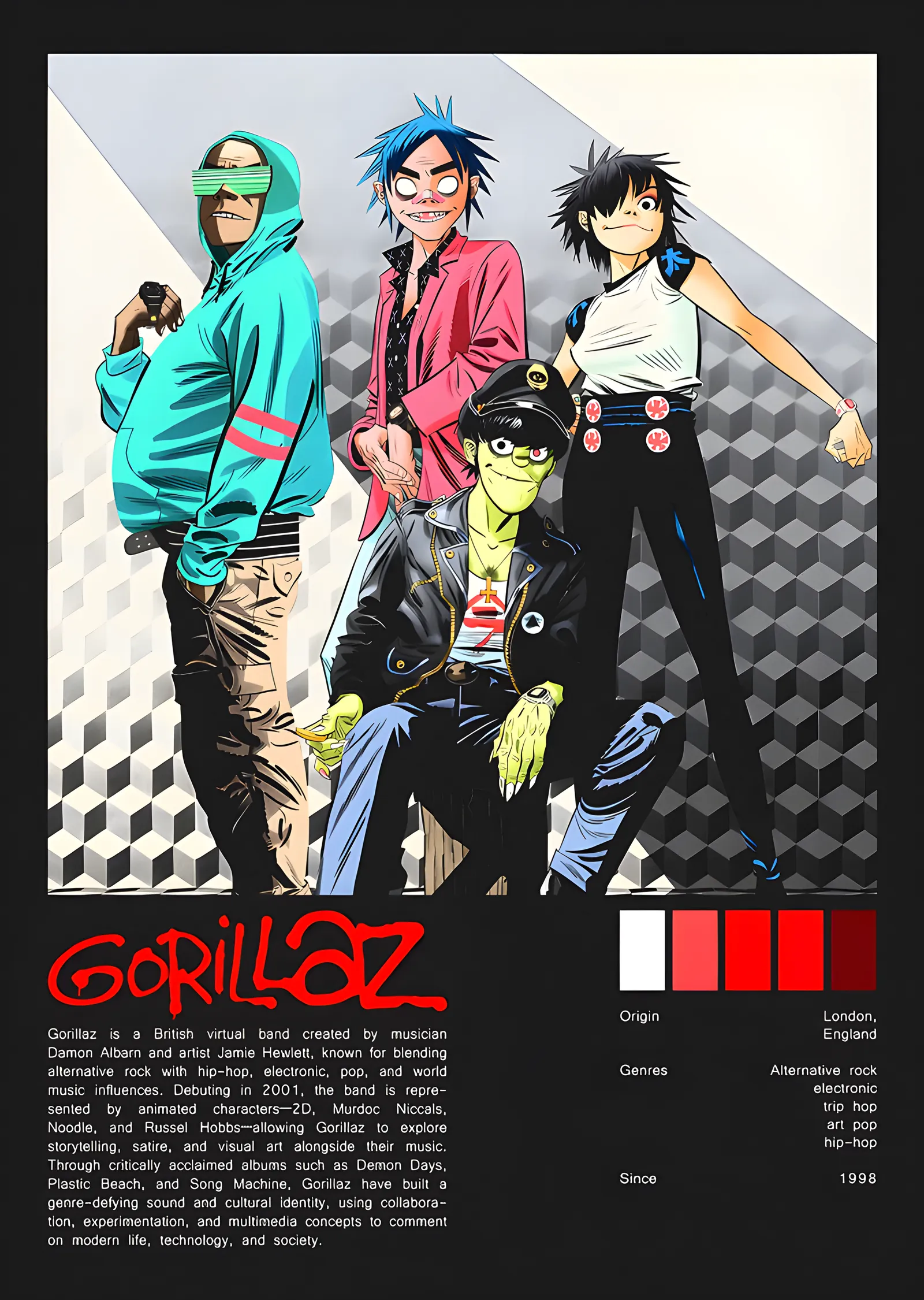 Gorillaz - Kadro ve Künye metal tablo