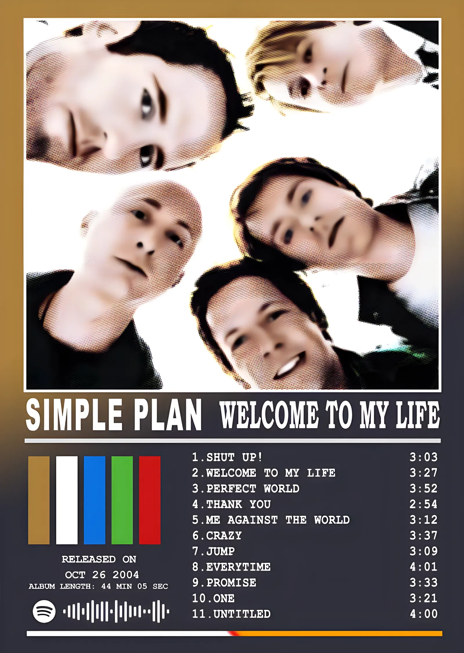 Simple Plan - Welcome to My Life Künyesi metal tablo