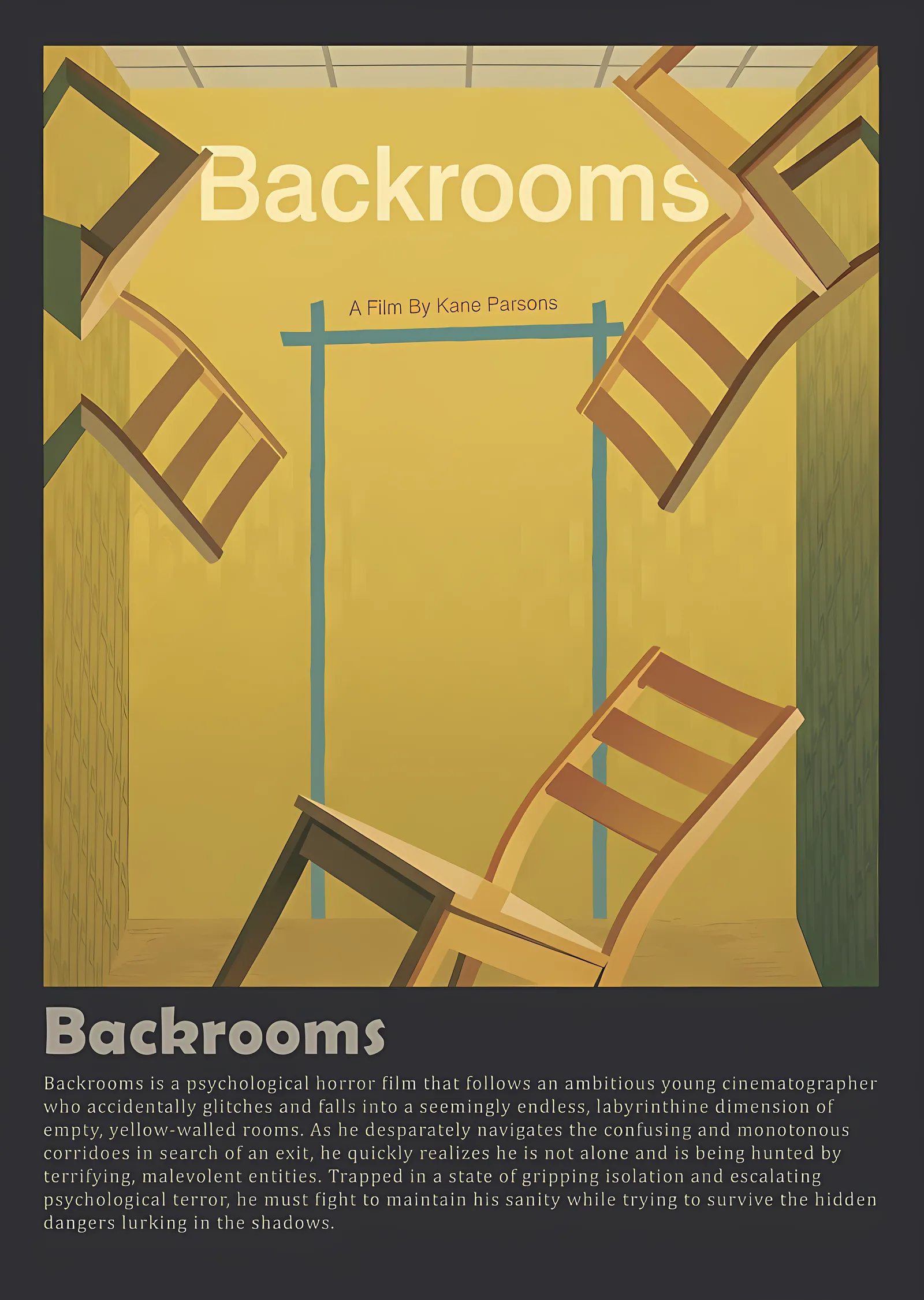 Backrooms - Havada Uçuşan Sandalyeler metal tablo