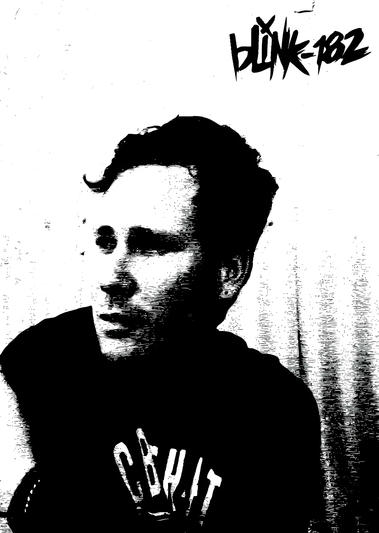 Blink-182 - Siyah Beyaz Yüksek Kontrast Portre metal tablo