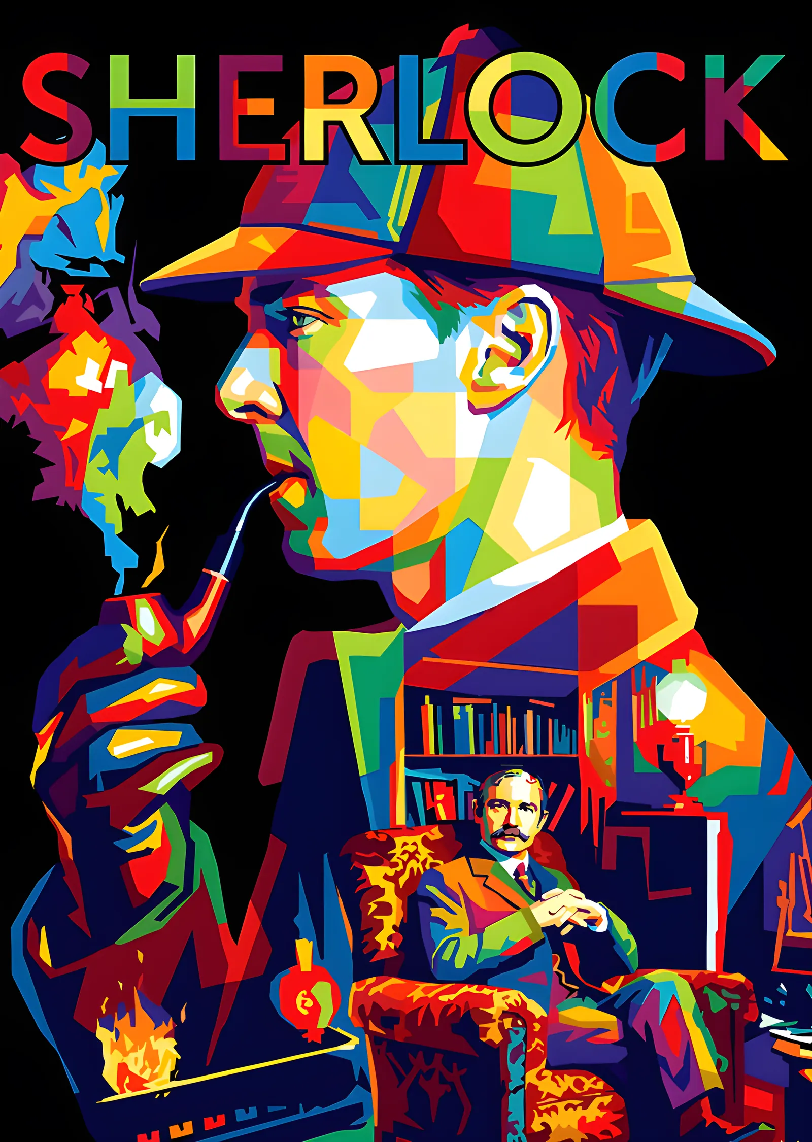 Sherlock - Renkli Pop Art Portre metal tablo