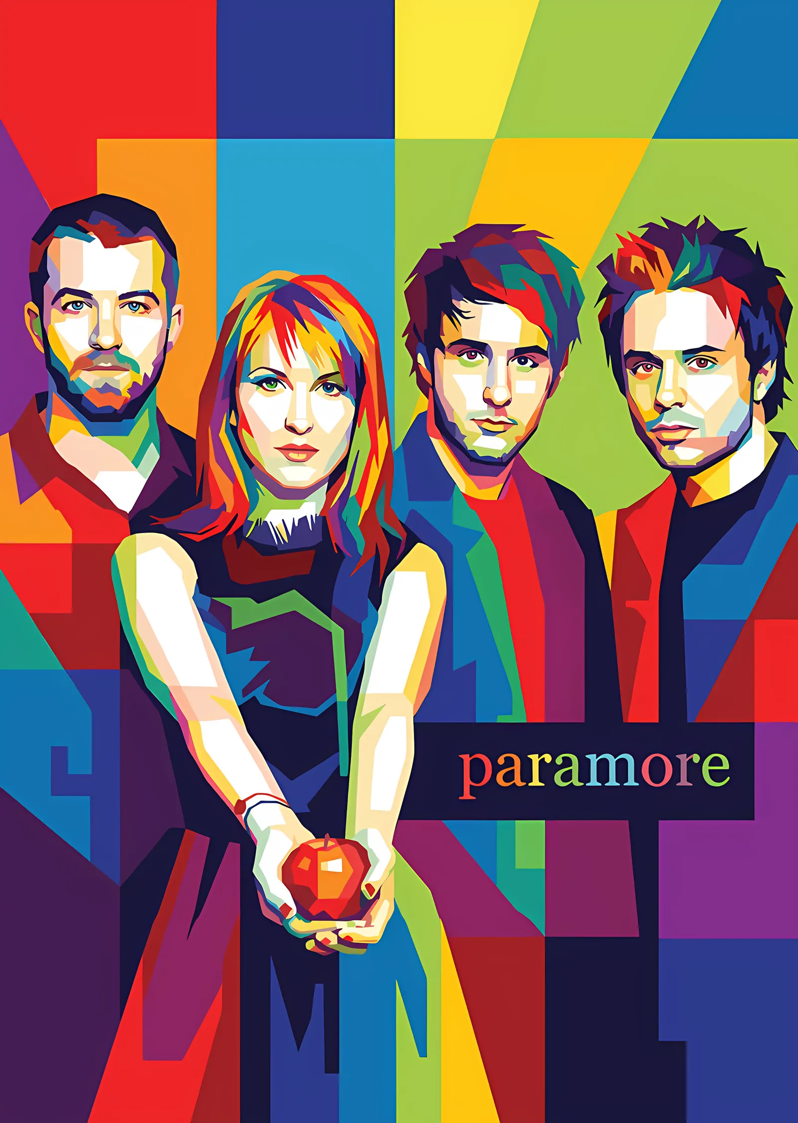 Paramore - Renkli Grup Portresi metal tablo