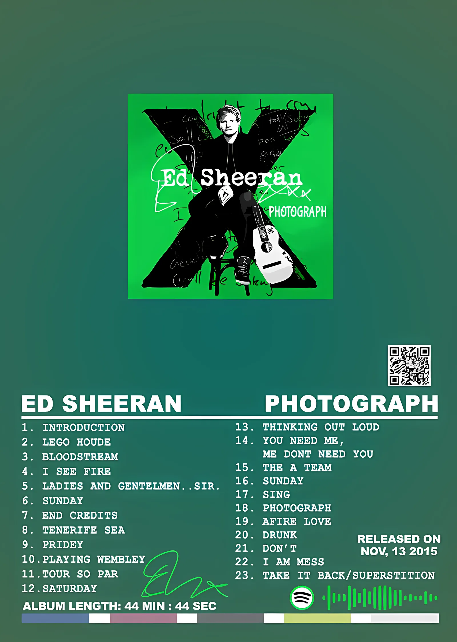 Ed Sheeran - X Albüm Künyesi metal tablo