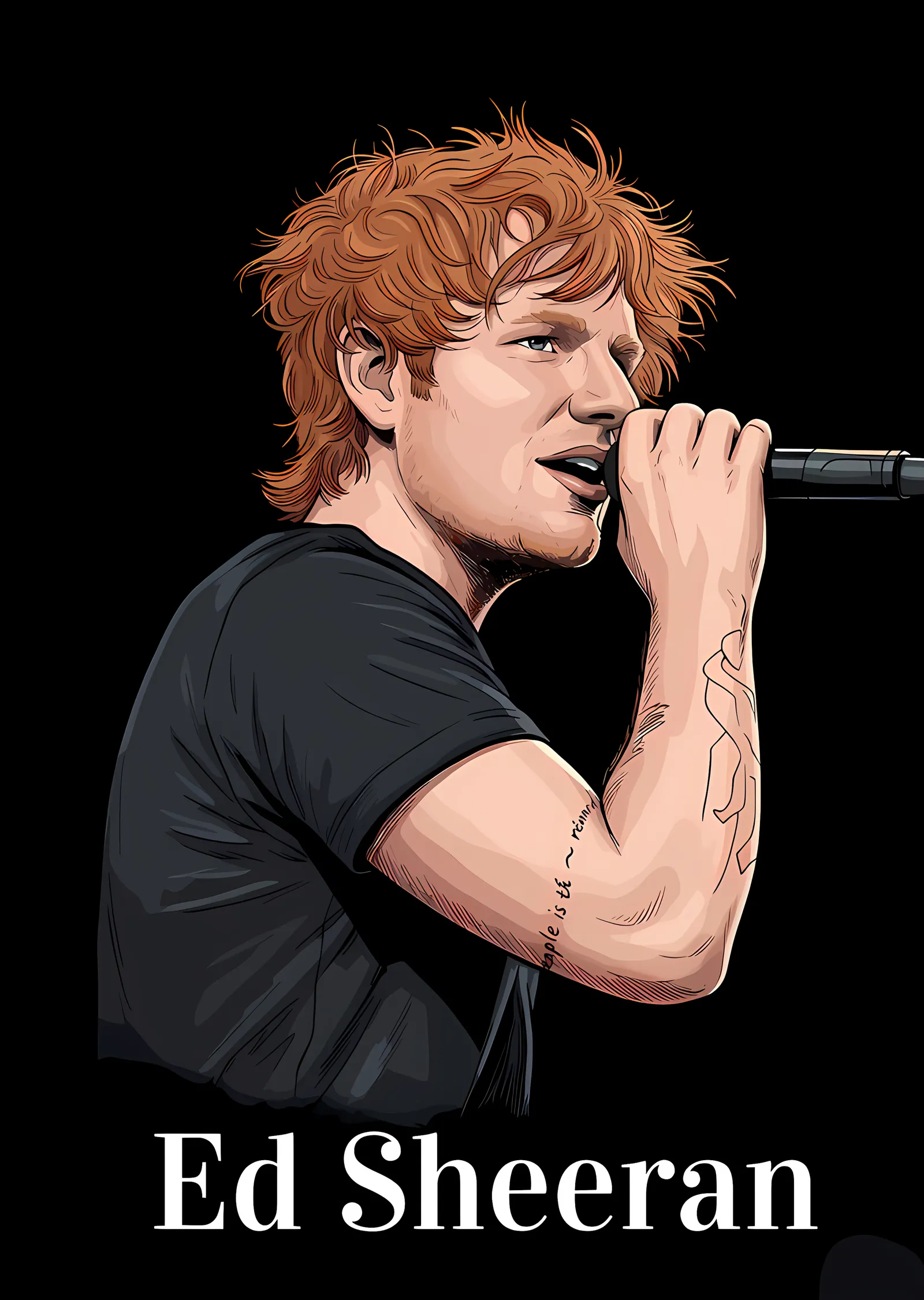 Ed Sheeran - Mikrofon Başında Çizim metal tablo