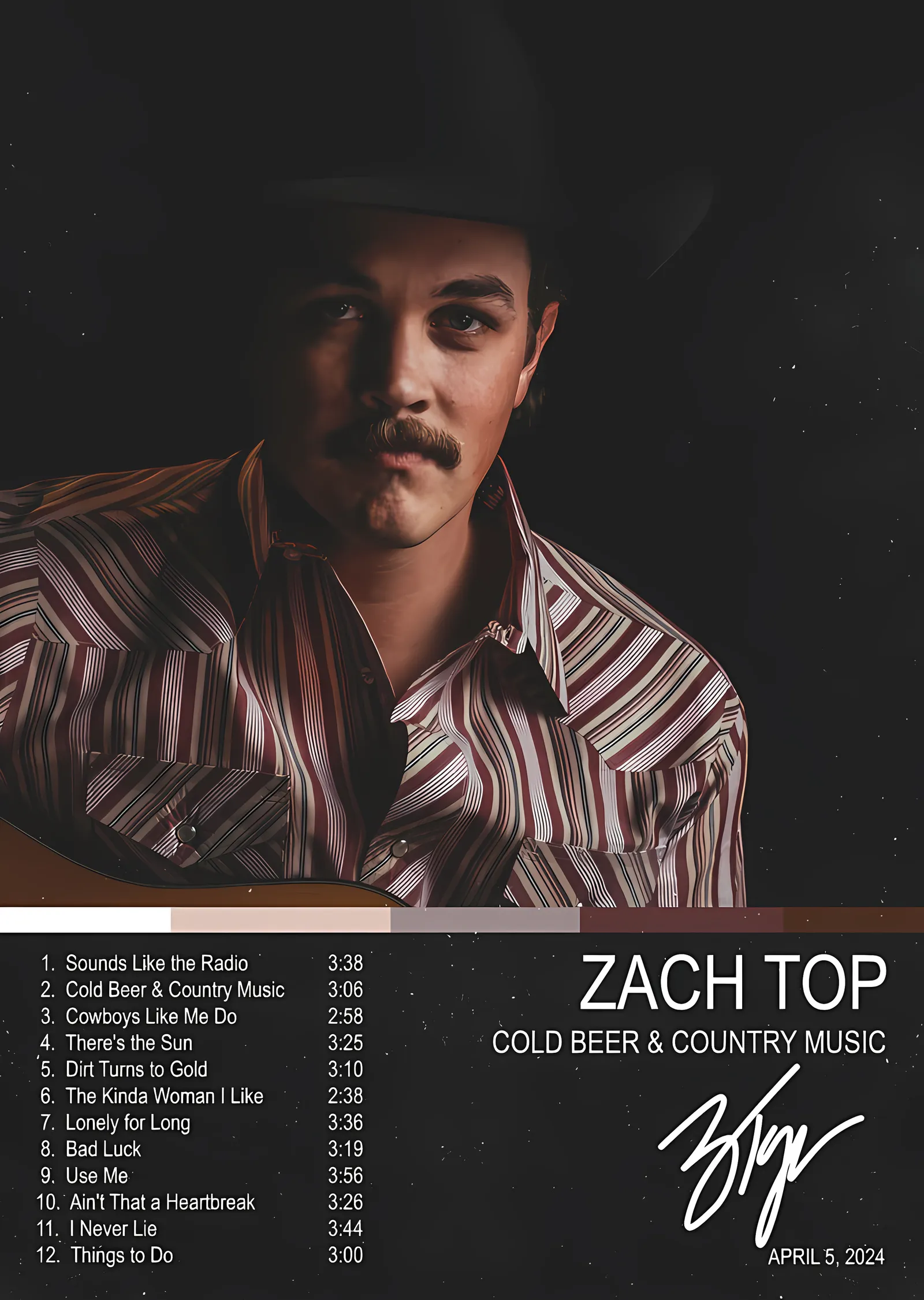 Zach Top - Cold Beer & Country Music metal tablo