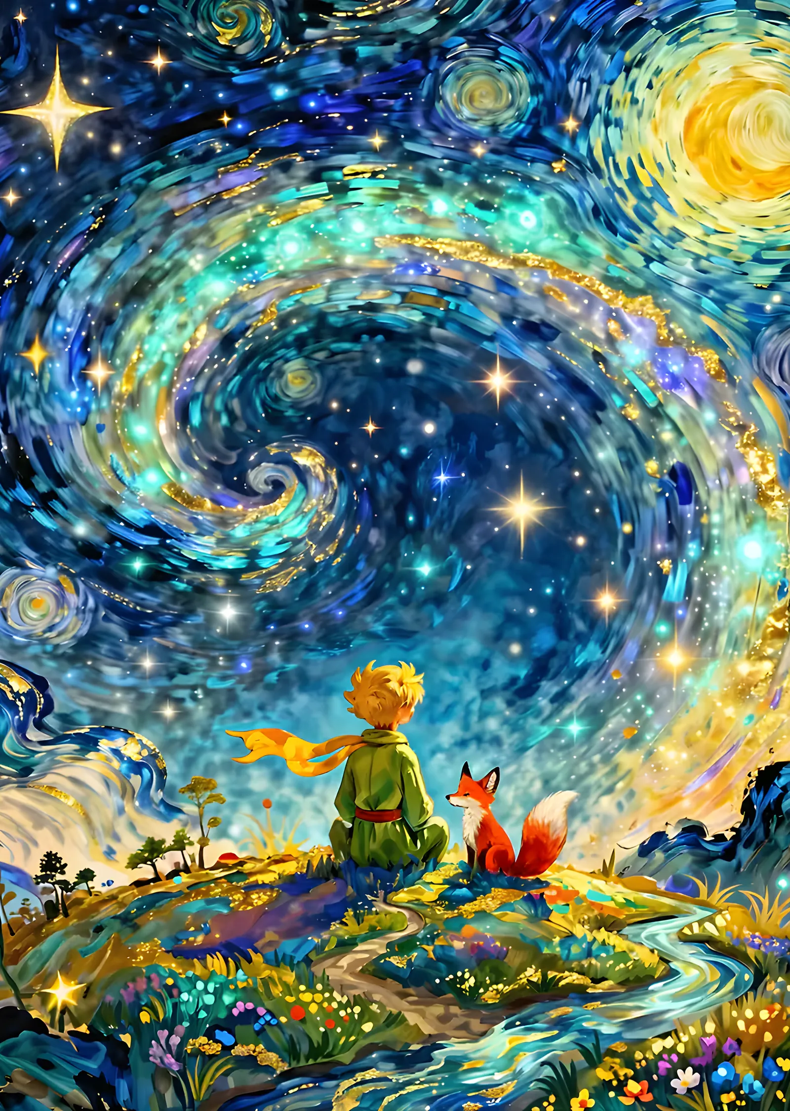 The Little Prince - Işıltılı Galaksi Girdabı metal tablo