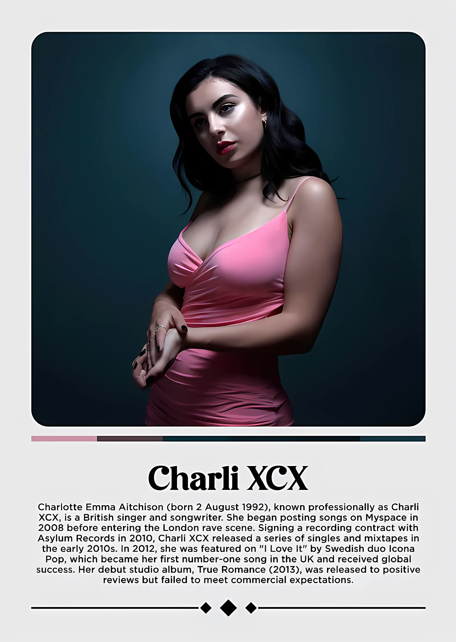 Charli XCX - Künye Portre metal tablo