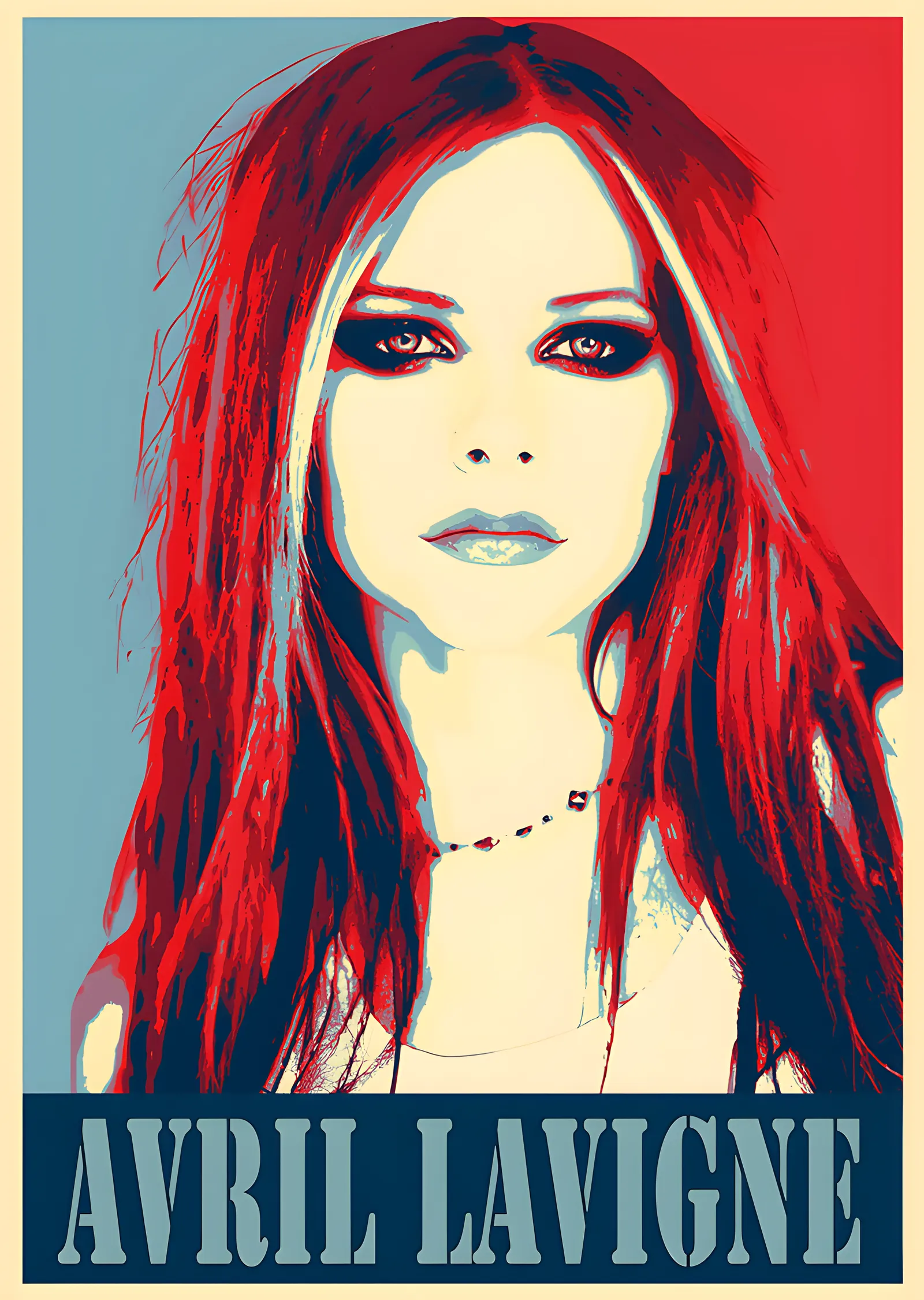 Avril Lavigne - Kırmızı Poster Portre metal tablo