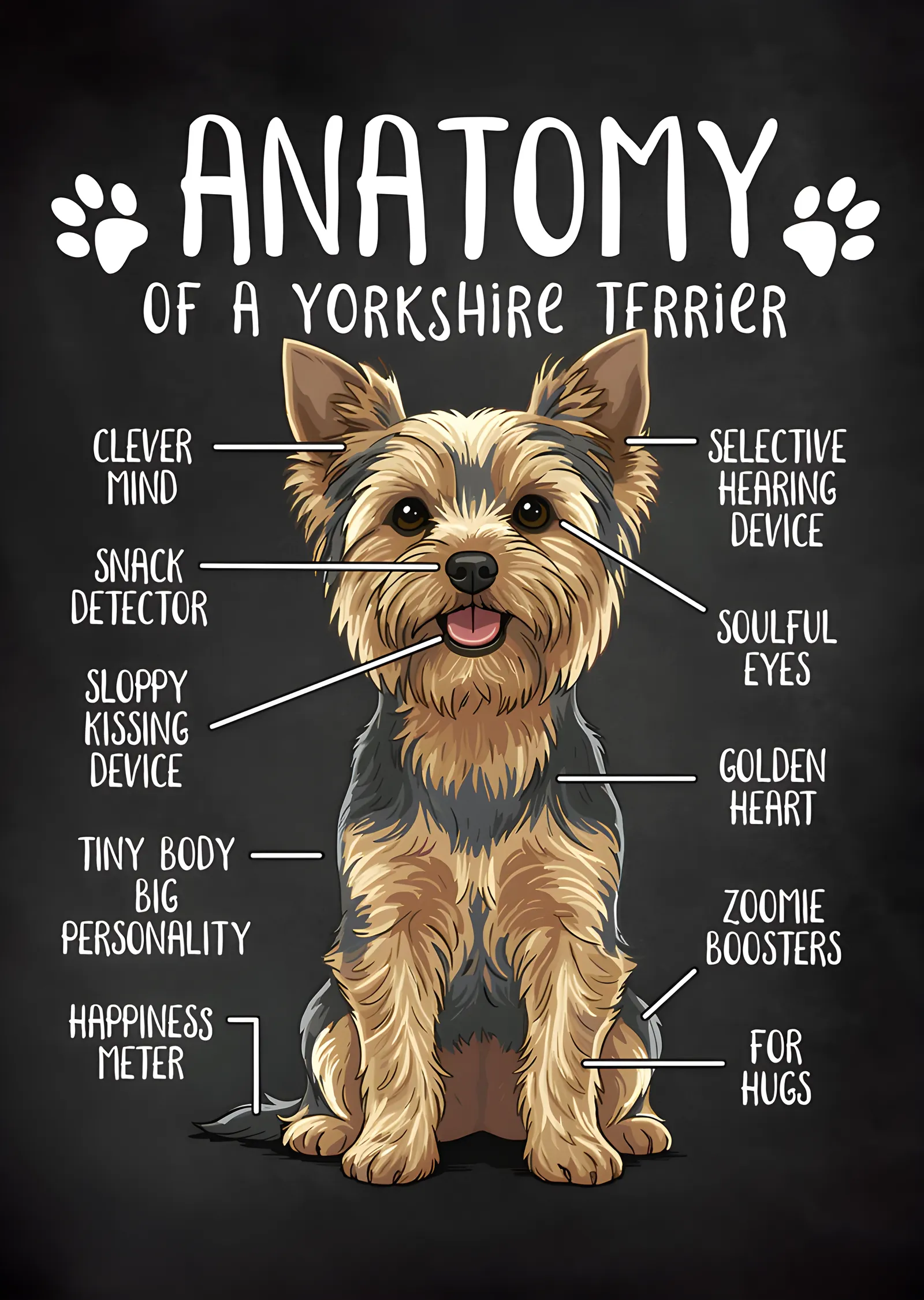 Yorkshire Terrier Anatomisi metal tablo